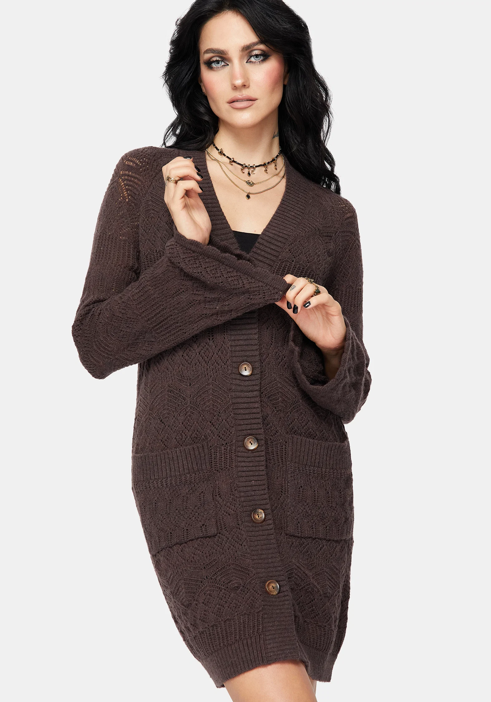 Cadmium Chunky Ribbed Longline Cardigan - Image 7