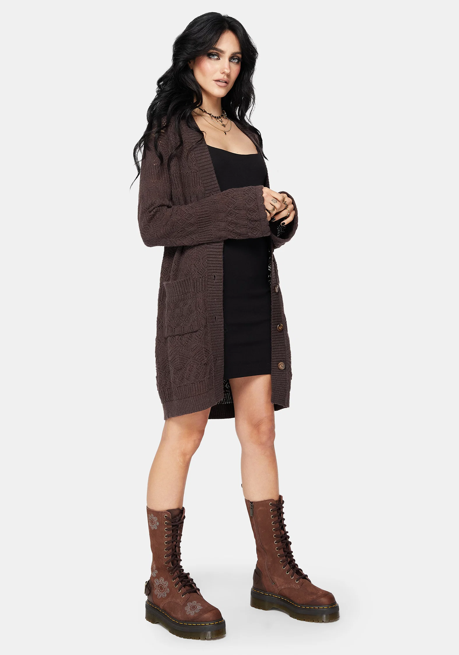 Cadmium Chunky Ribbed Longline Cardigan - Image 8
