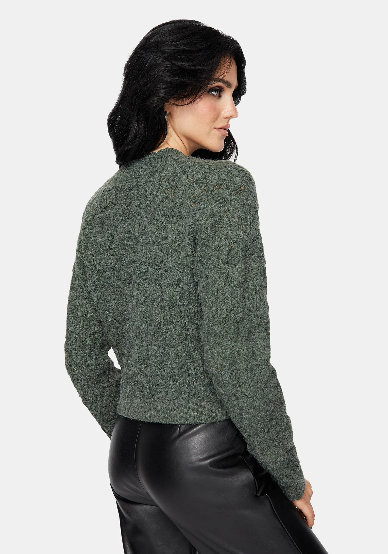 Cadmium Pointelle Knit Cardigan - Teal - Image 3