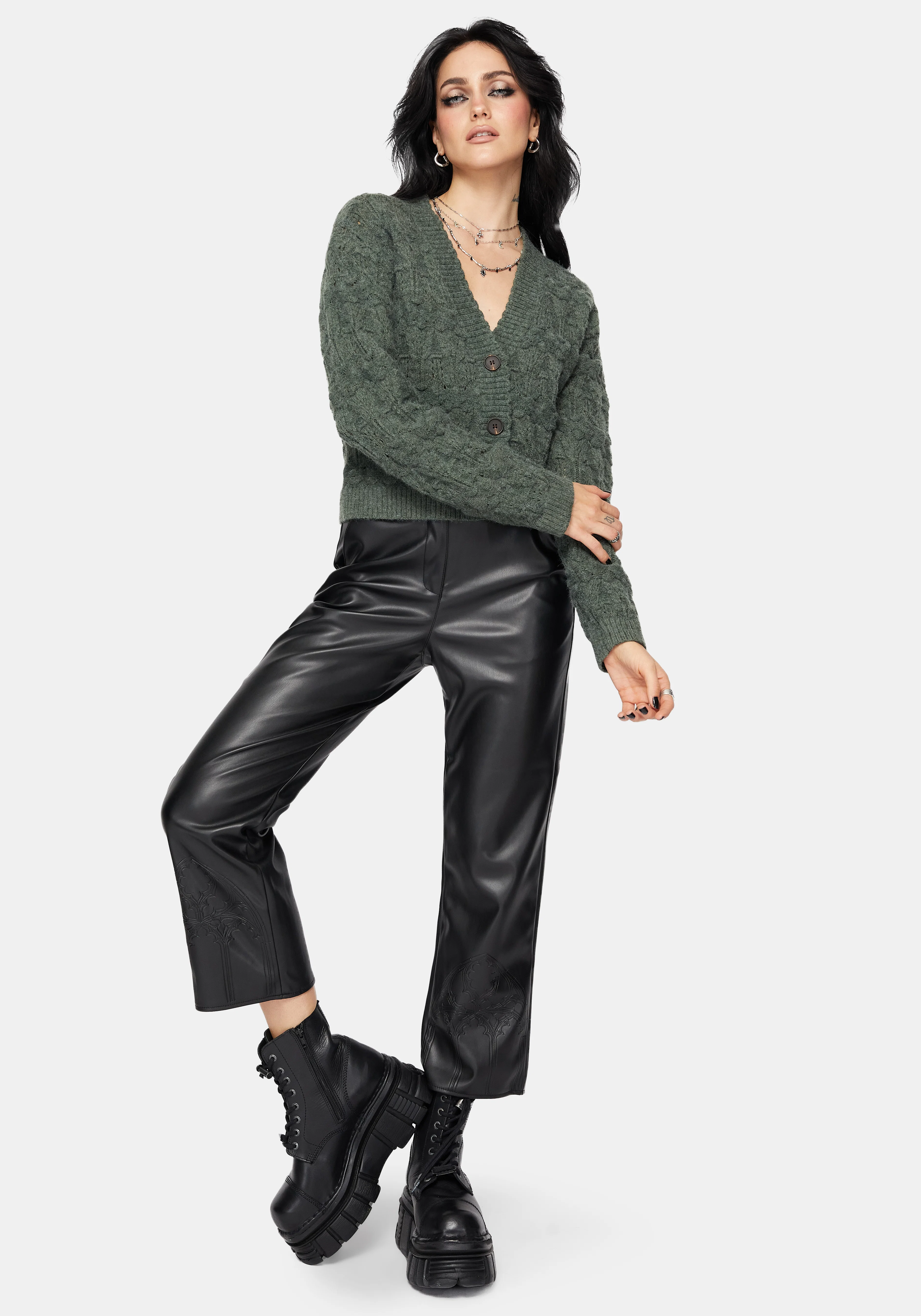 Cadmium Pointelle Knit Cardigan - Teal - Image 5