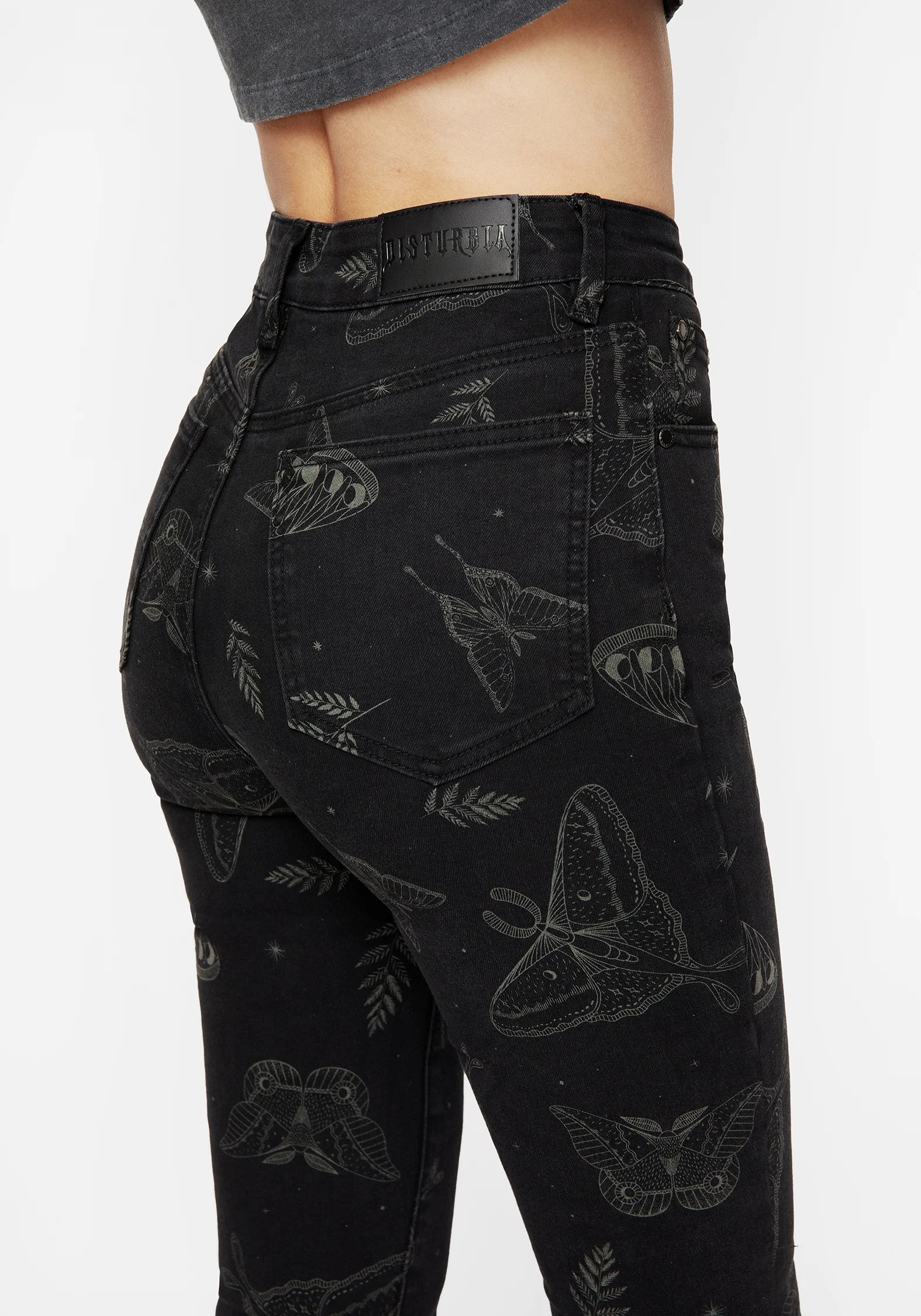 Callopistria Moth Print Denim Skinny Jeans - Image 5