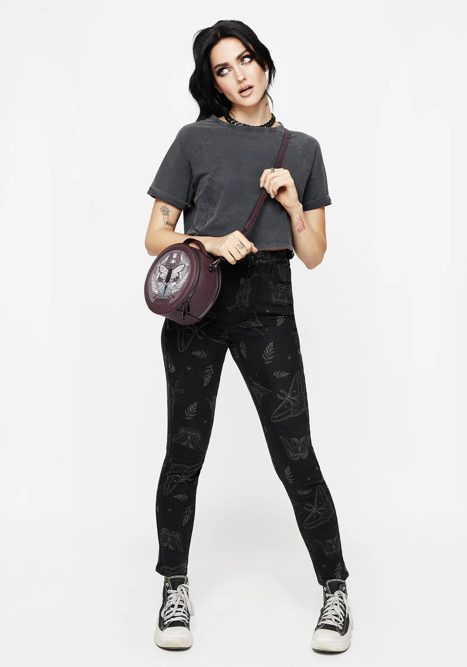 Callopistria Moth Print Denim Skinny Jeans - Image 6