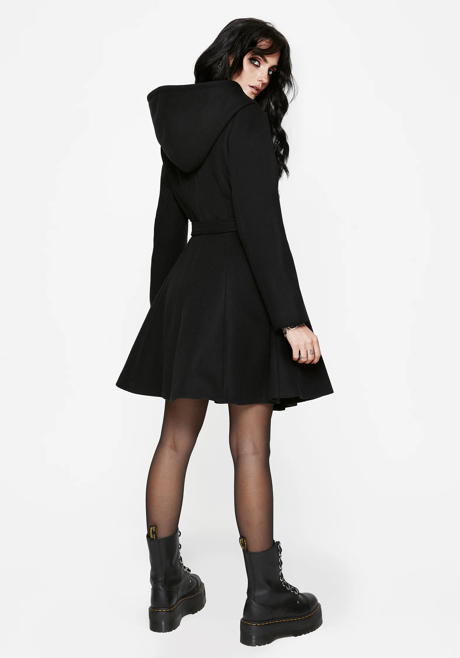 Camilla Tie Waist Hooded Coat With Bug Brooch - Image 3