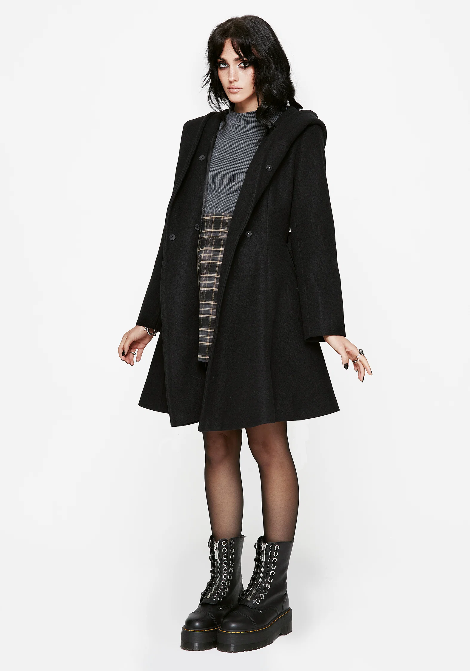 Camilla Tie Waist Hooded Coat With Bug Brooch - Image 7