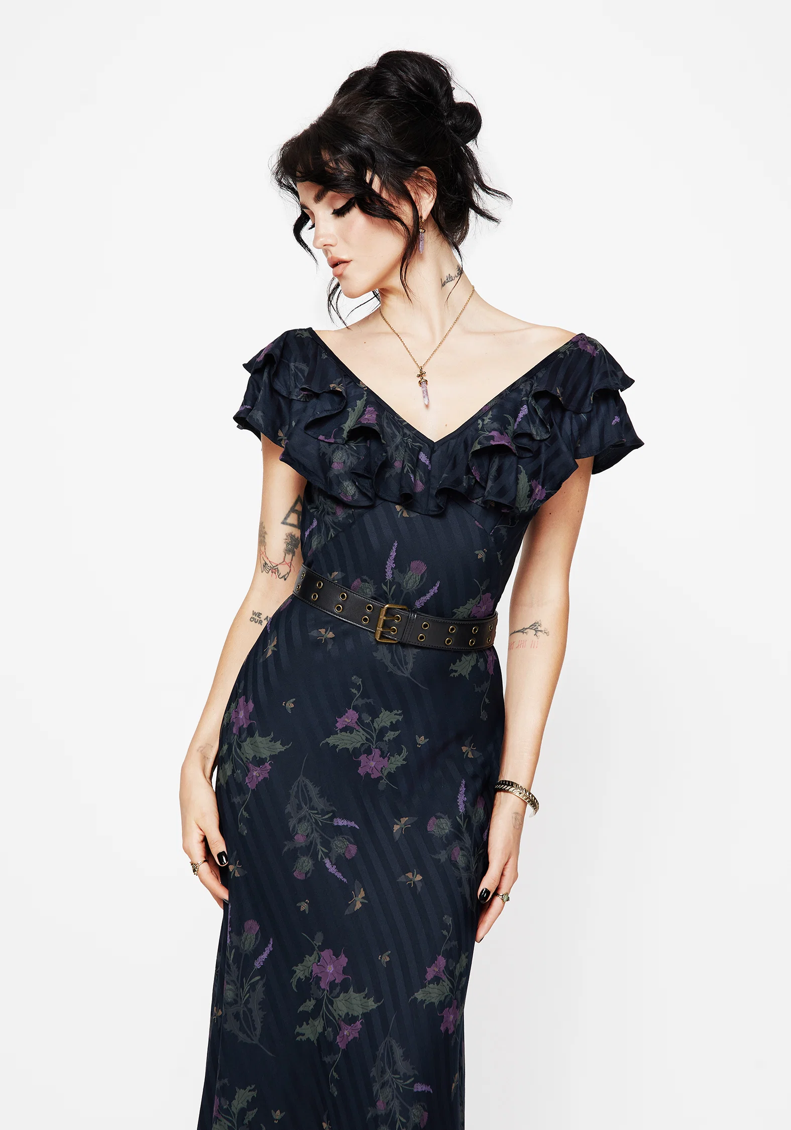Cassandra Printed Angel Sleeve Maxi Dress - Image 4