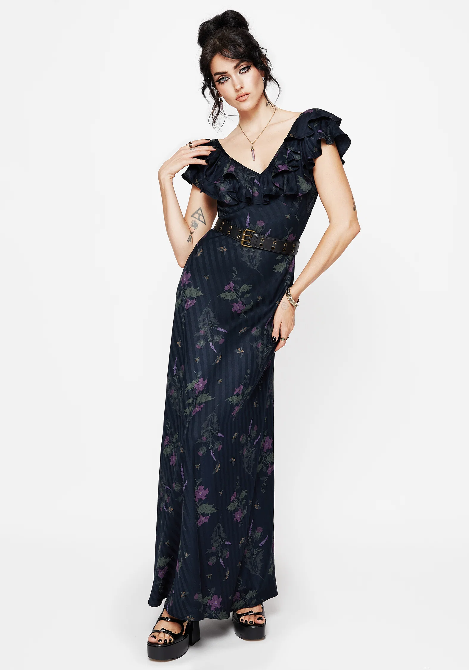 Cassandra Printed Angel Sleeve Maxi Dress - Image 5