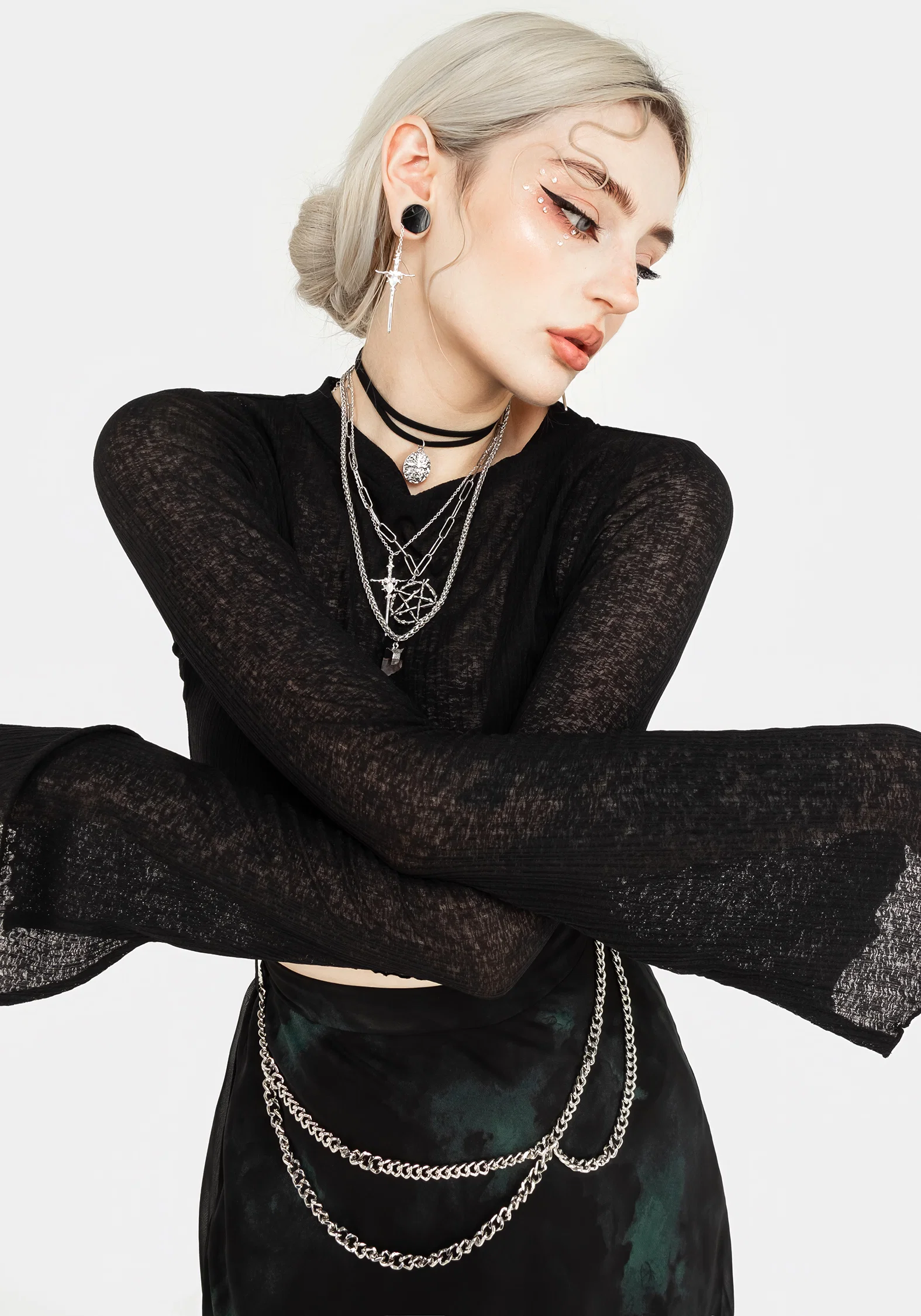 Cassia Jersey Mesh Crop Top - Image 4