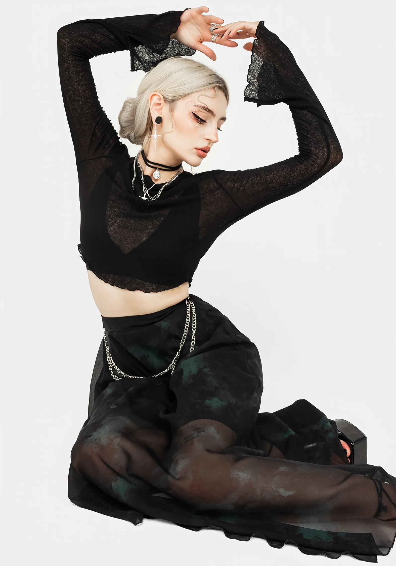Cassia Jersey Mesh Crop Top - Image 5