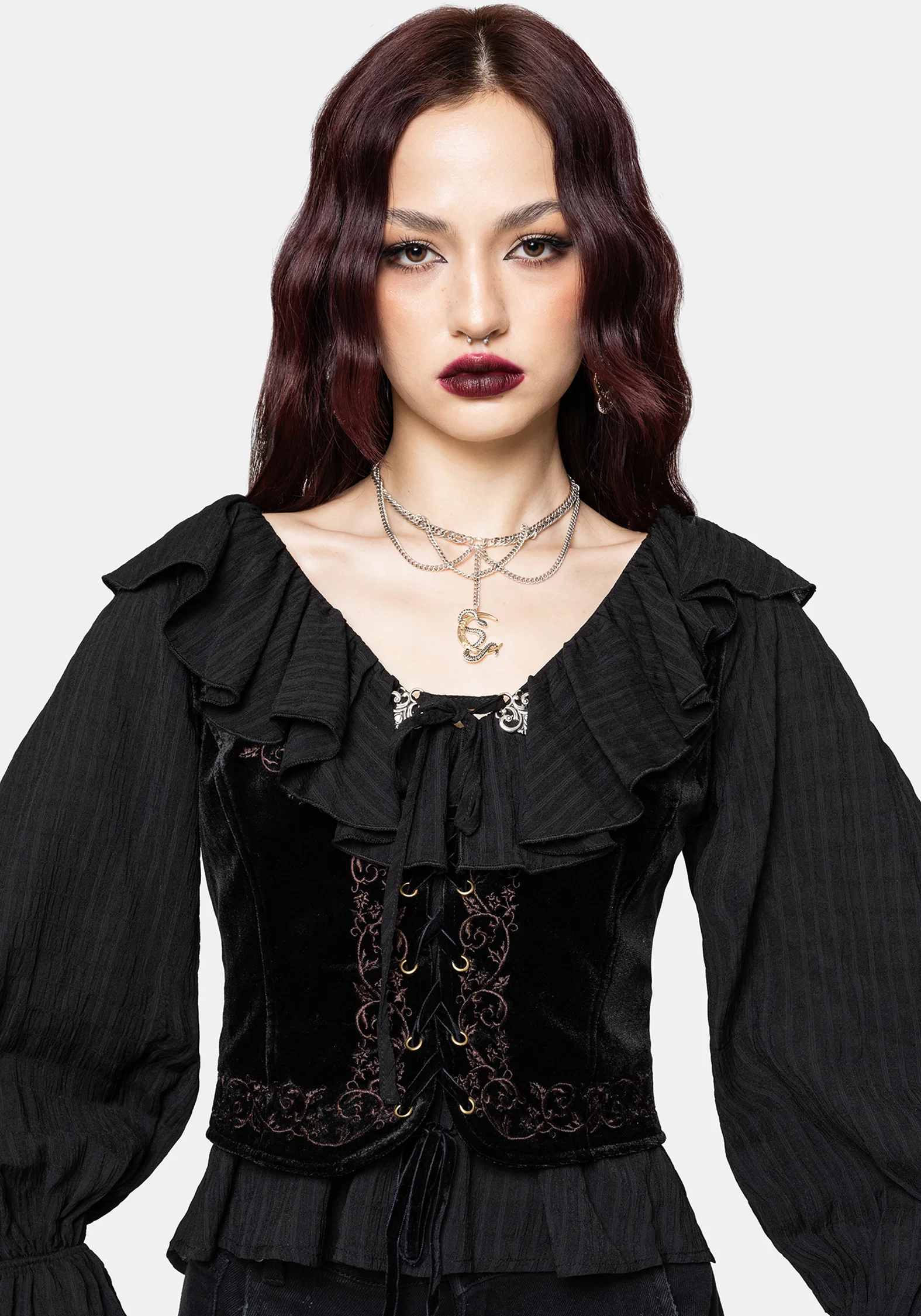 Cassidy Crinkle Sleeve Lace Up Blouse - Image 2