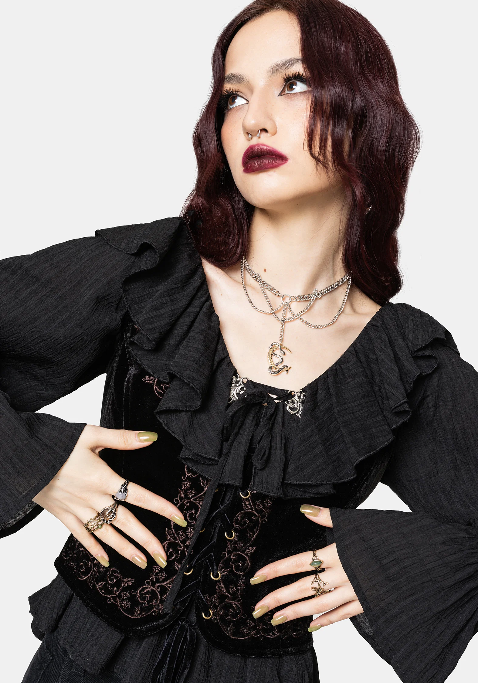 Cassidy Crinkle Sleeve Lace Up Blouse - Image 6