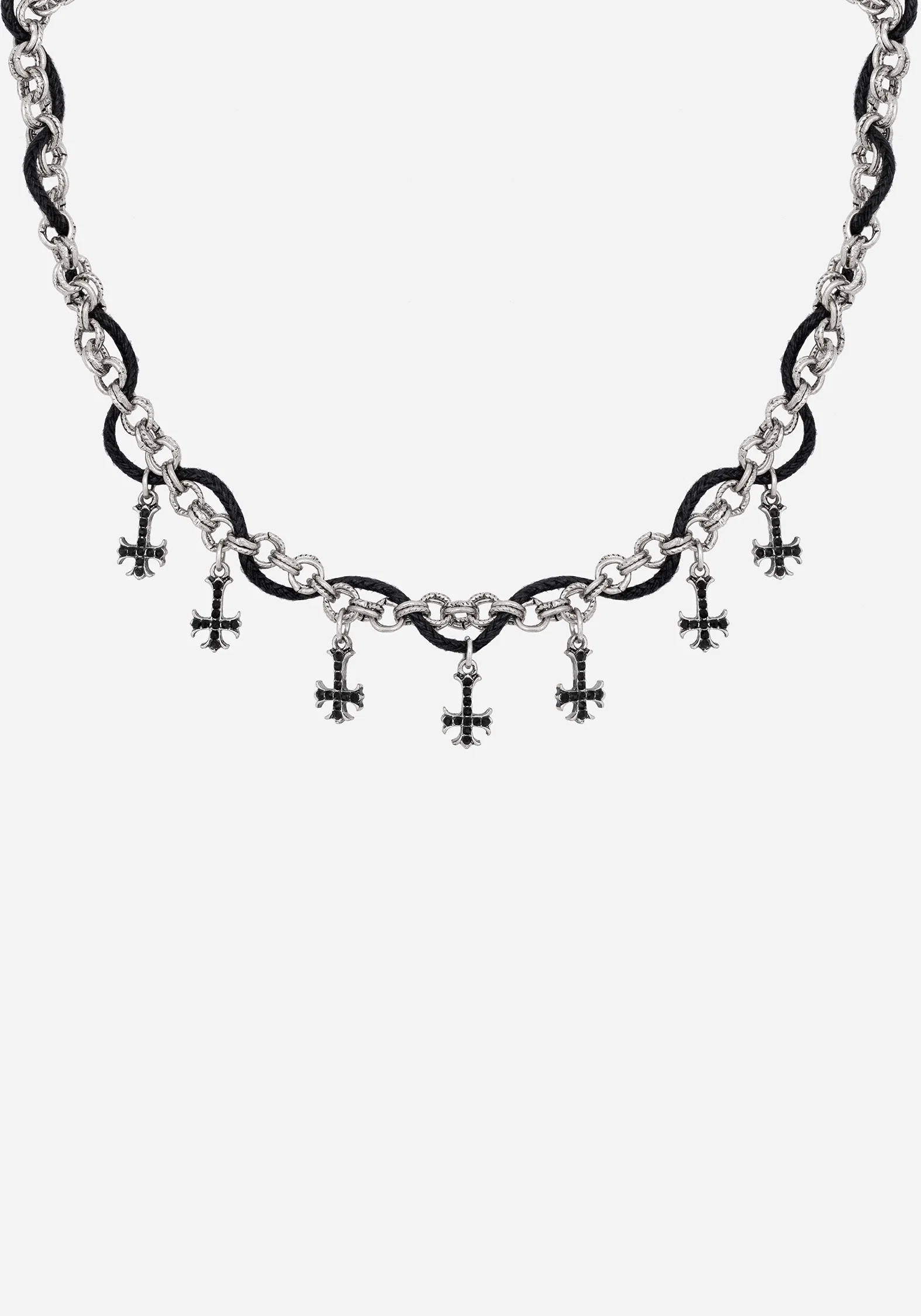 Catkin Cord Weave Cross Choker - Image 6