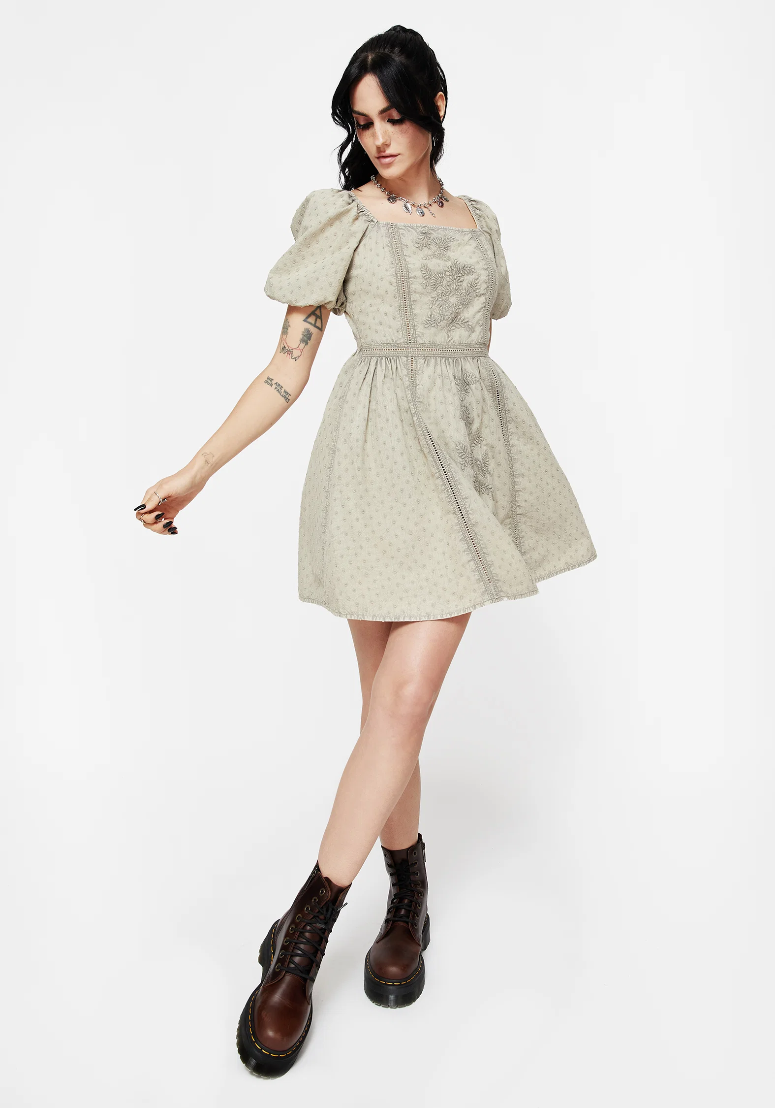 Caustic Cotton Frill Mini Dress - Image 4