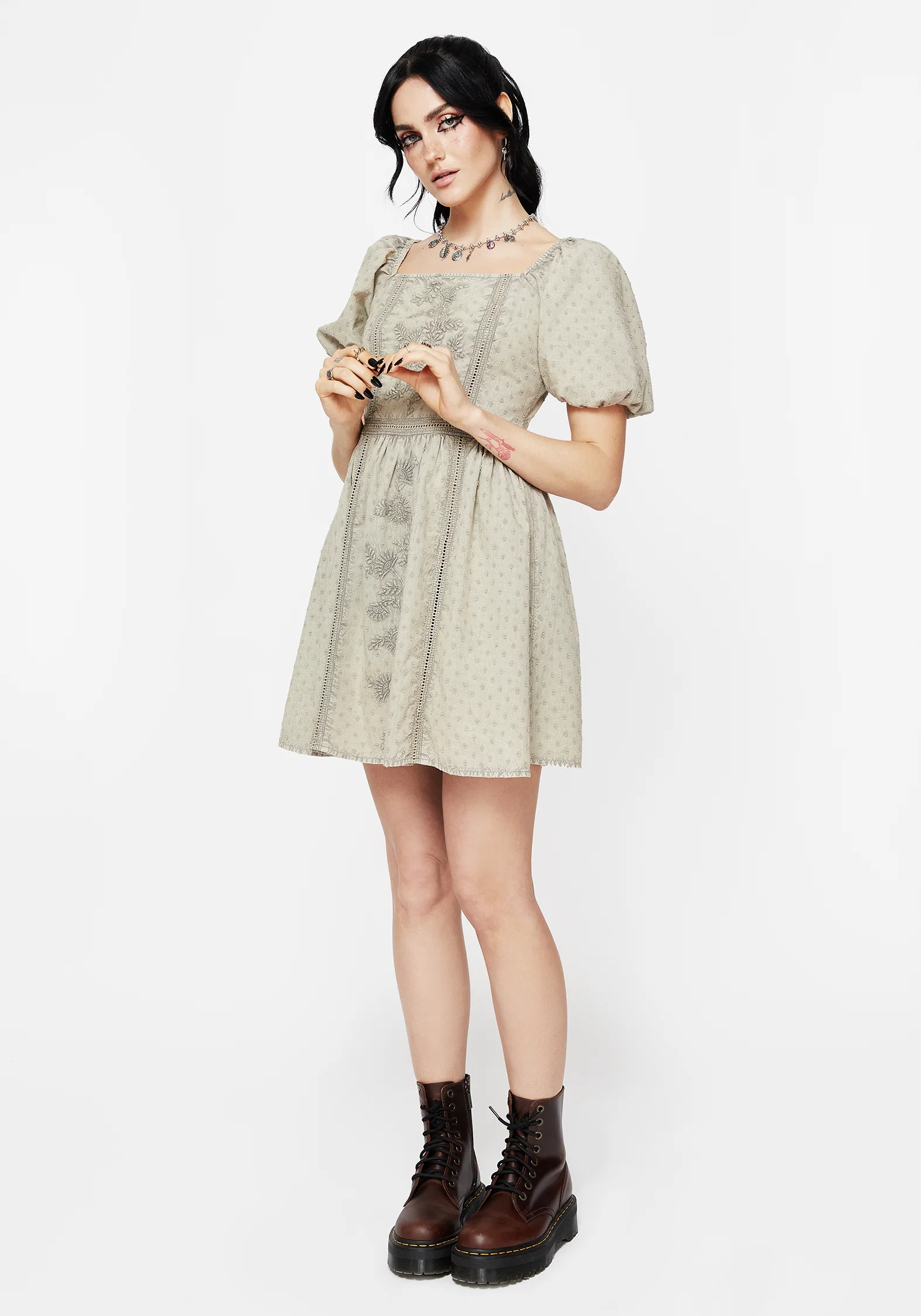 Caustic Cotton Frill Mini Dress - Image 6