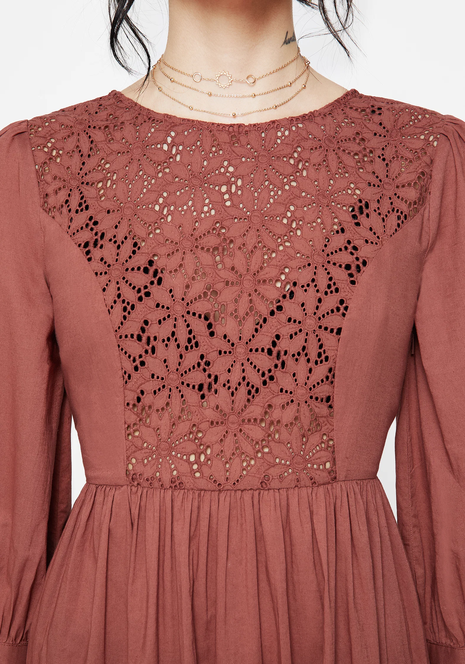 Cavern Cotton Broderie Button Up Midaxi Dress - Image 2