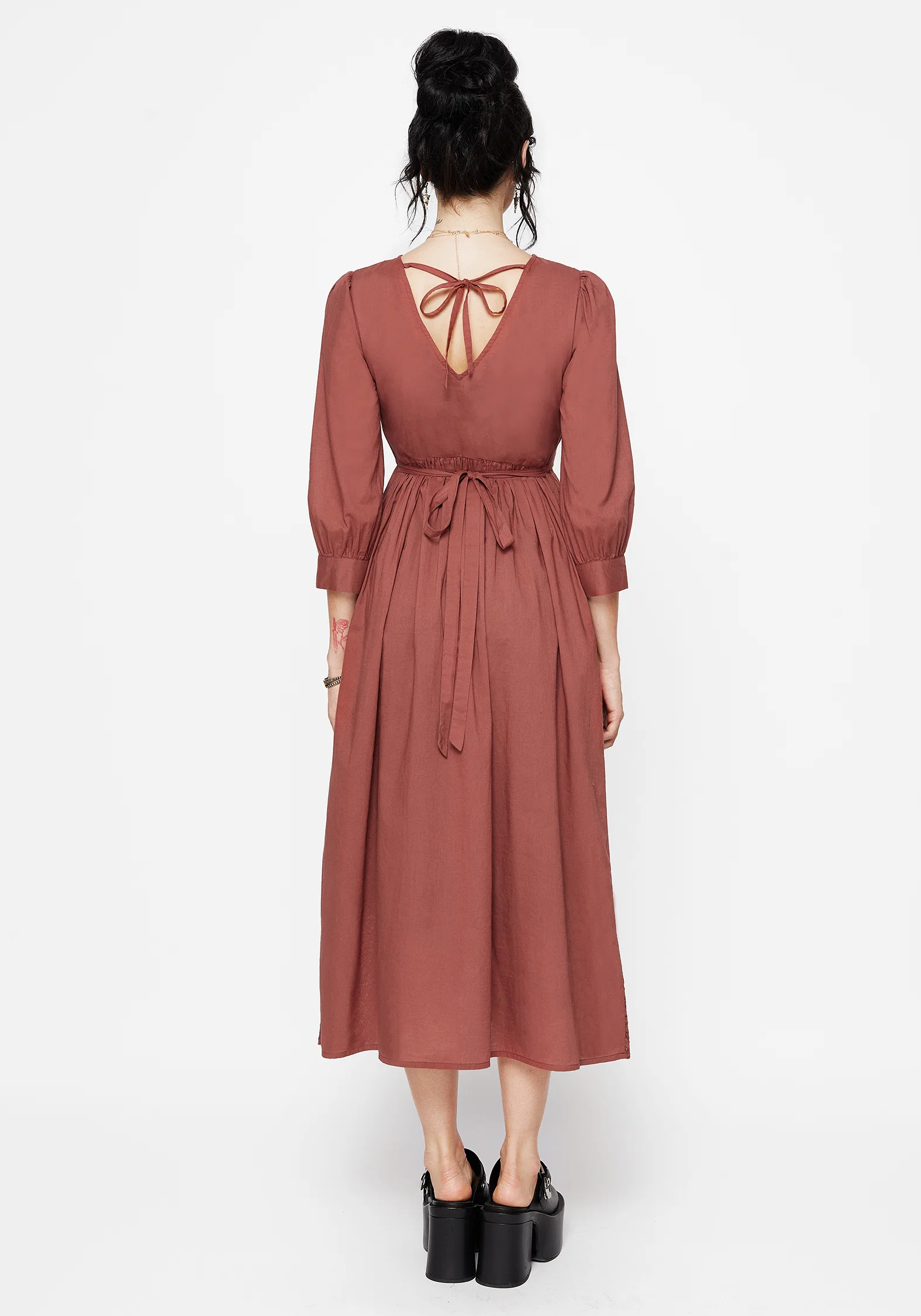 Cavern Cotton Broderie Button Up Midaxi Dress - Image 3