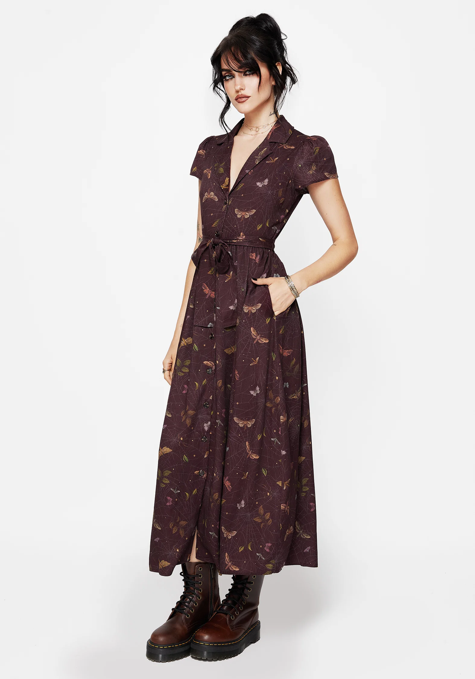 Celia Moth Printed Midaxi Shirt Dress - Image 4