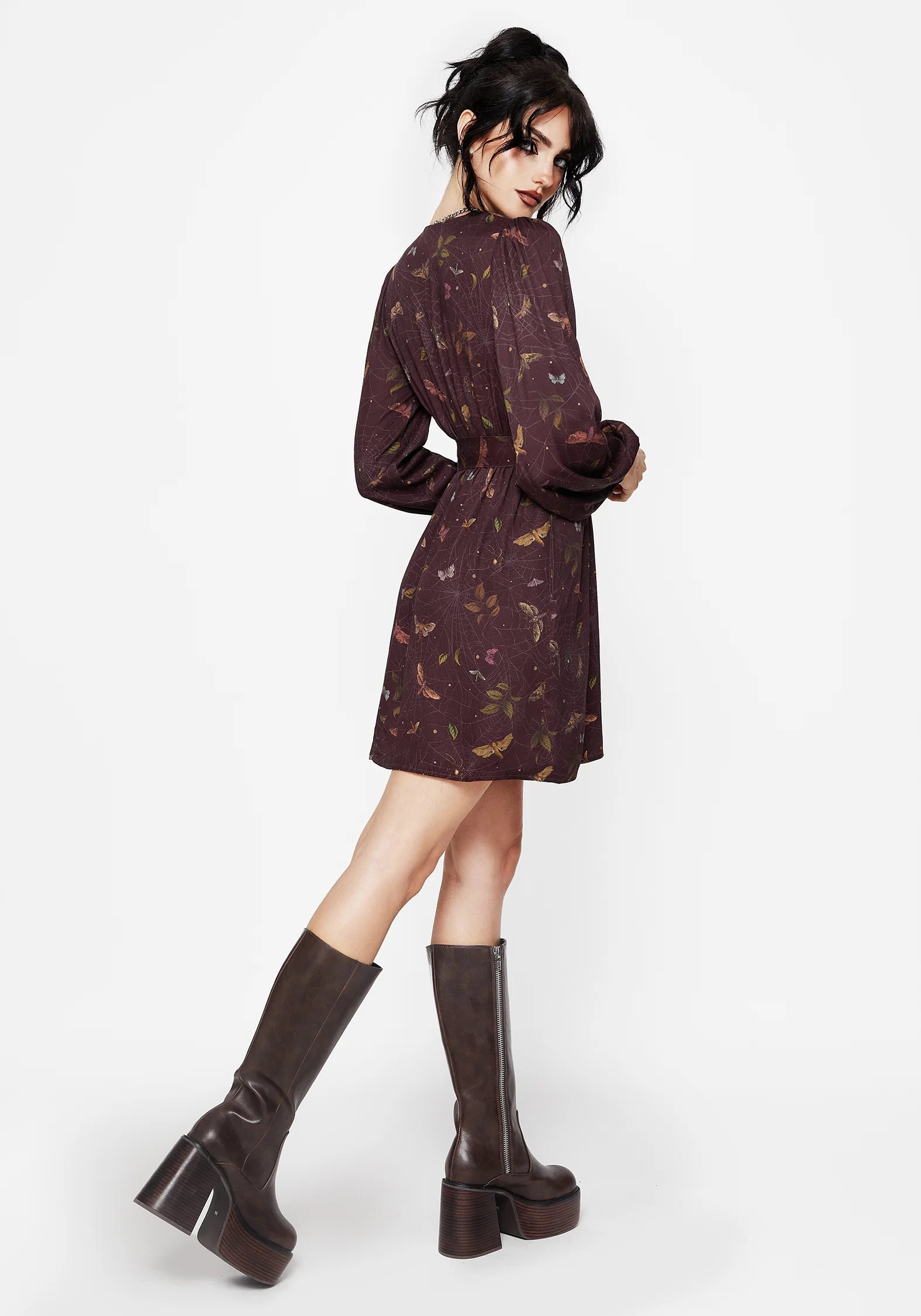 Celia Moth Printed Mini Wrap Dress - Image 3