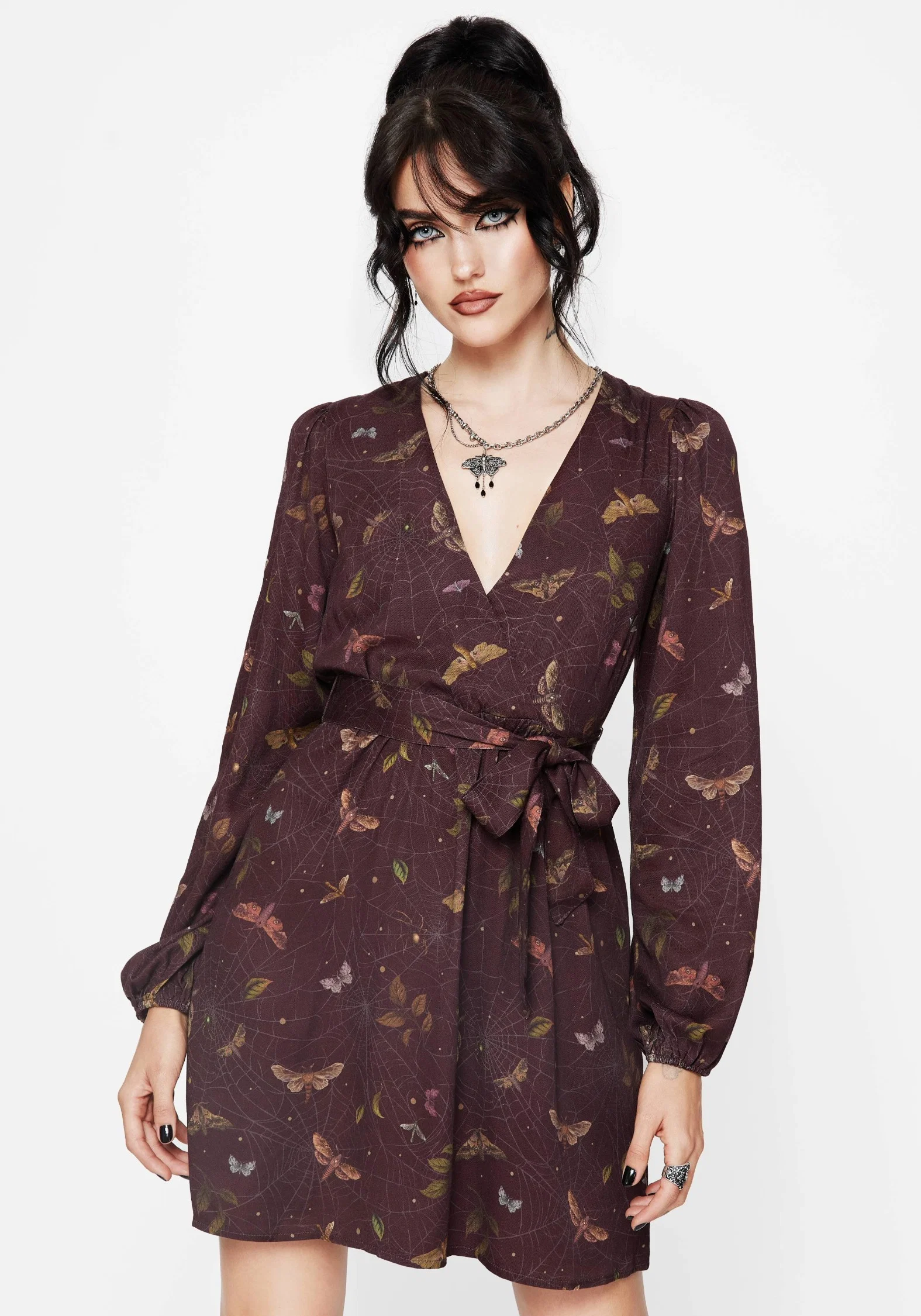 Celia Moth Printed Mini Wrap Dress - Image 5