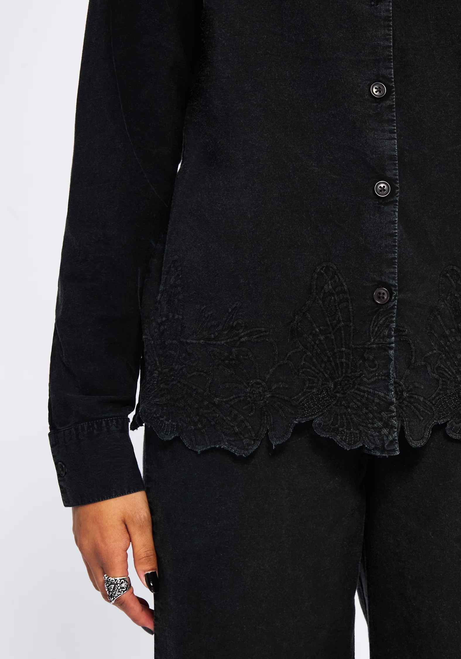 Ceres Cotton Moth Broderie Hem Shirt - Image 2
