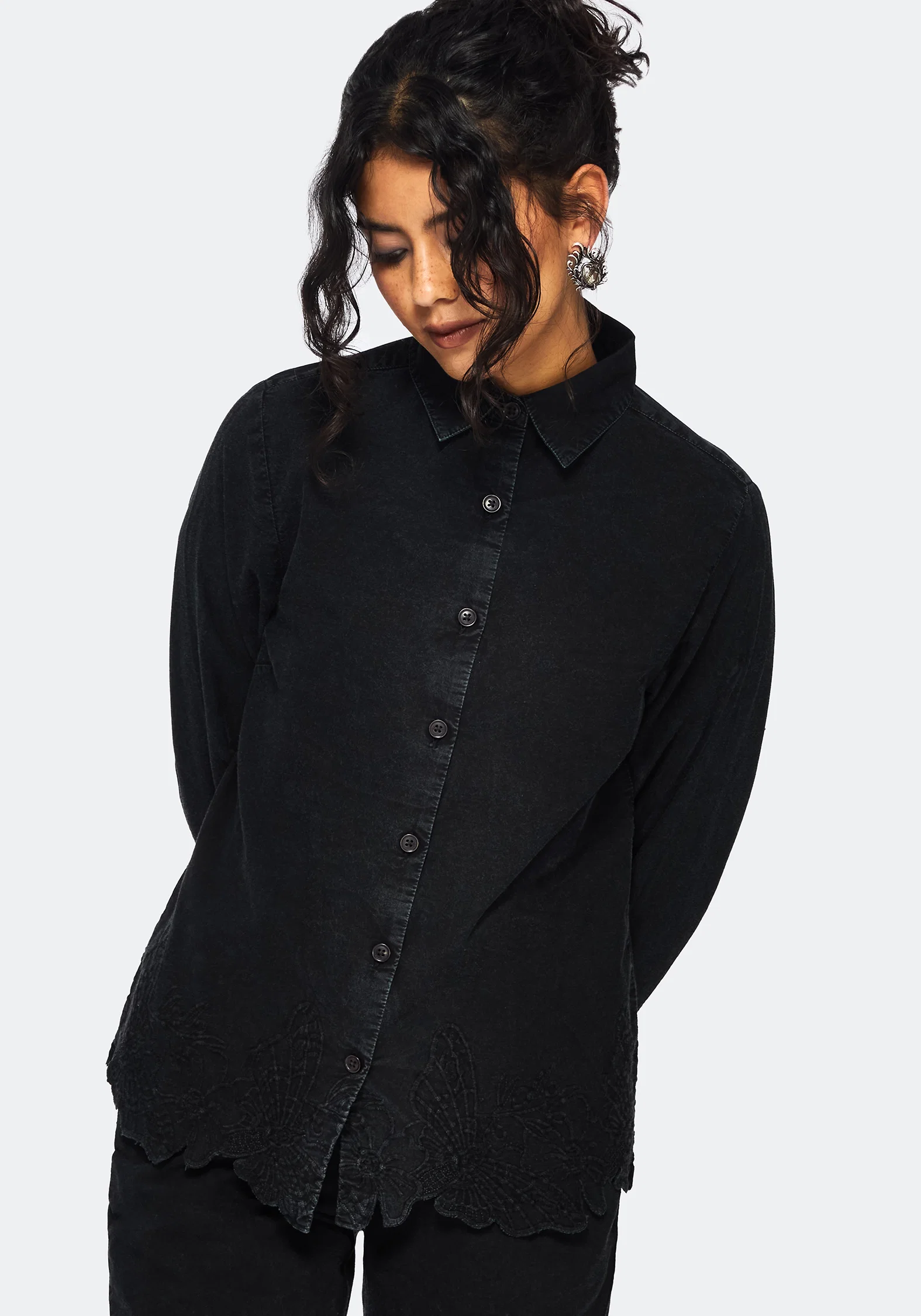 Ceres Cotton Moth Broderie Hem Shirt - Image 6