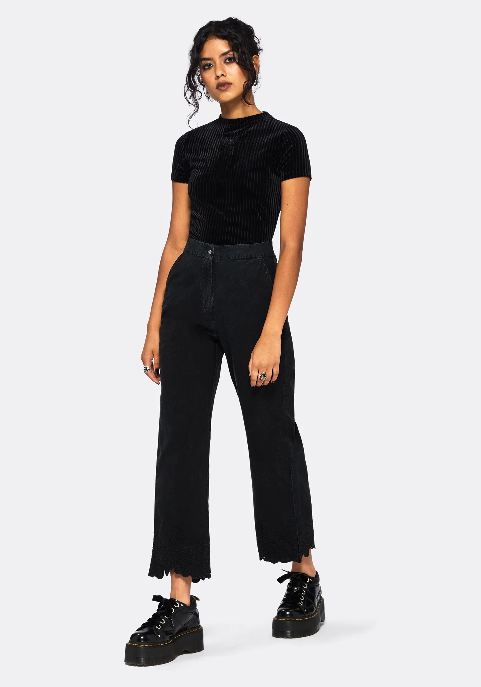 Ceres Cotton Moth Broderie Hem Trousers - Image 4