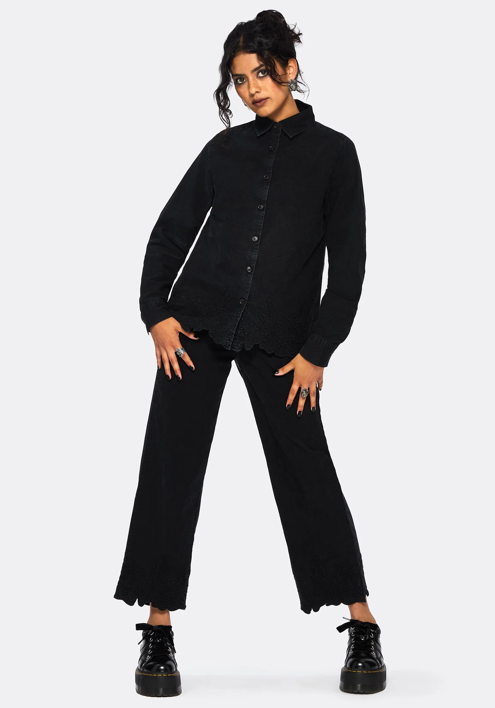 Ceres Cotton Moth Broderie Hem Trousers - Image 5