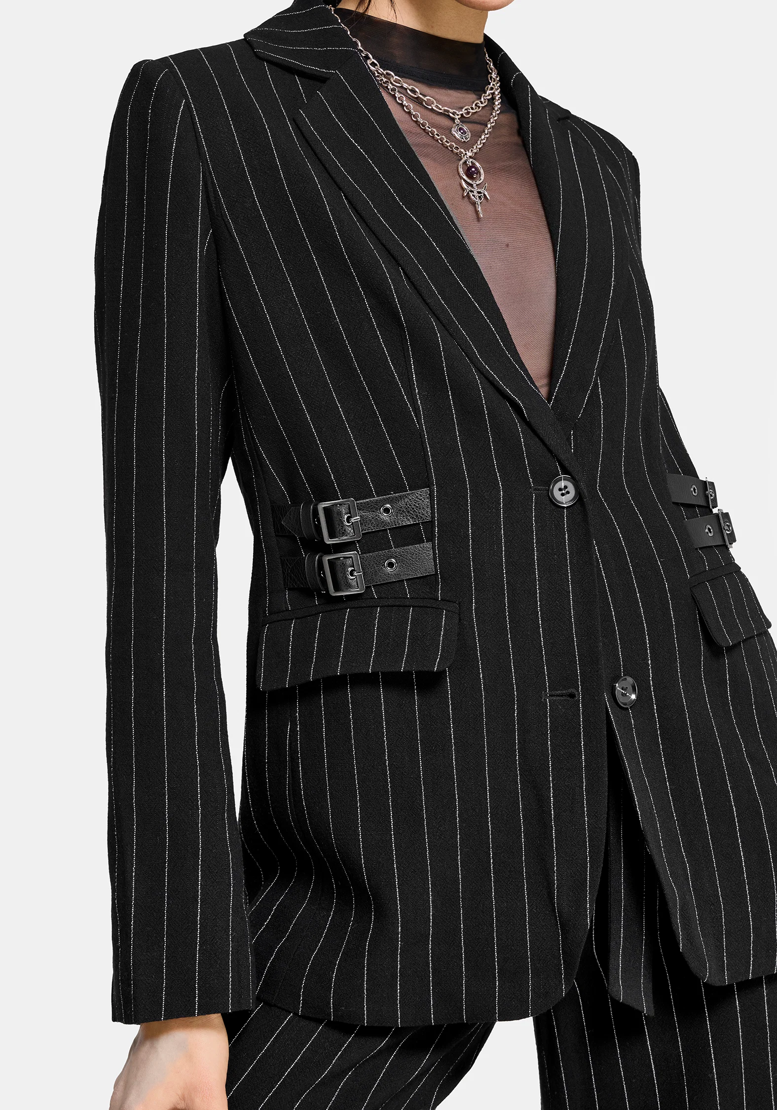 Charli Pinstripe Buckle Oversized Blazer - Image 2