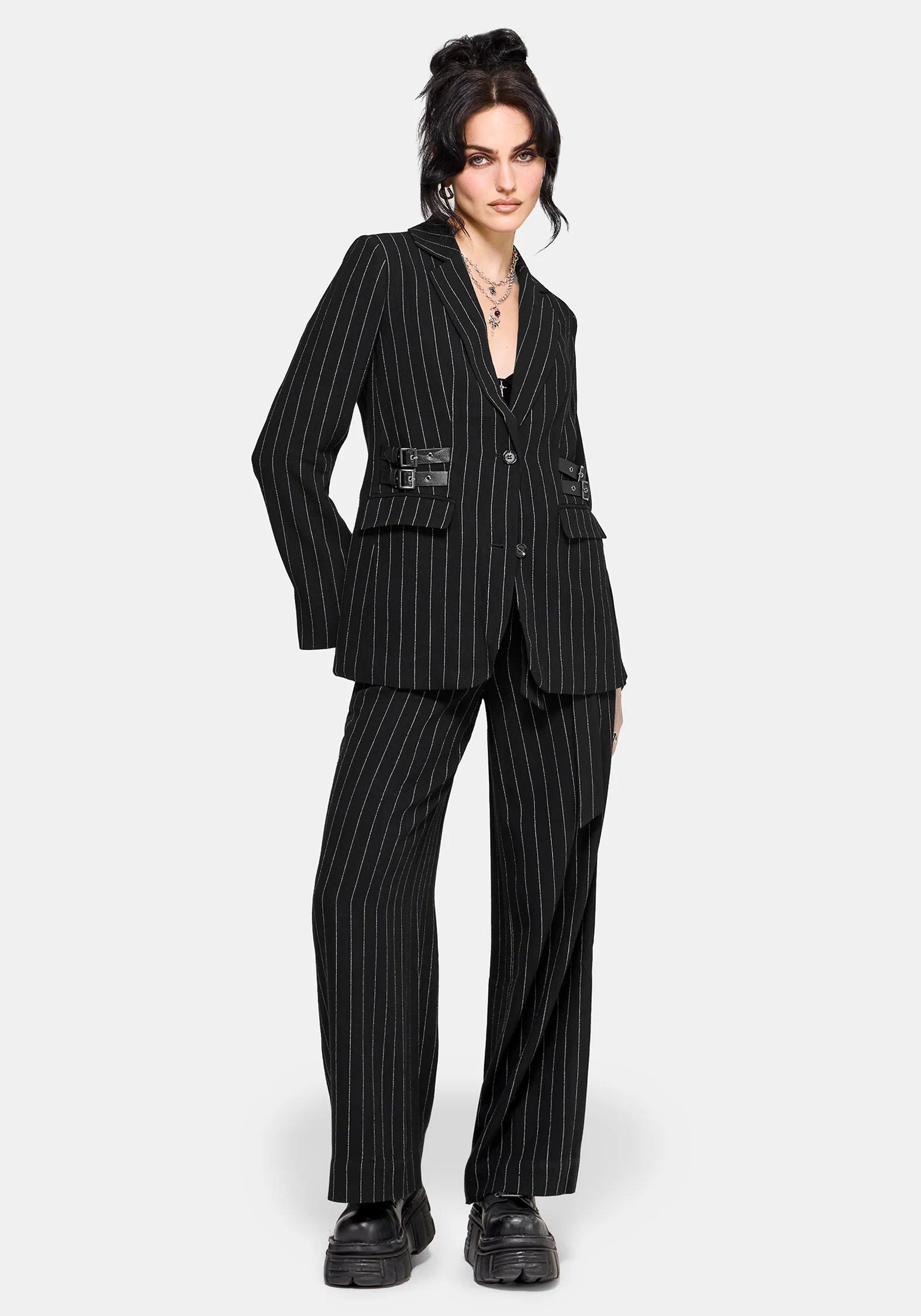Charli Pinstripe Buckle Oversized Blazer - Image 5