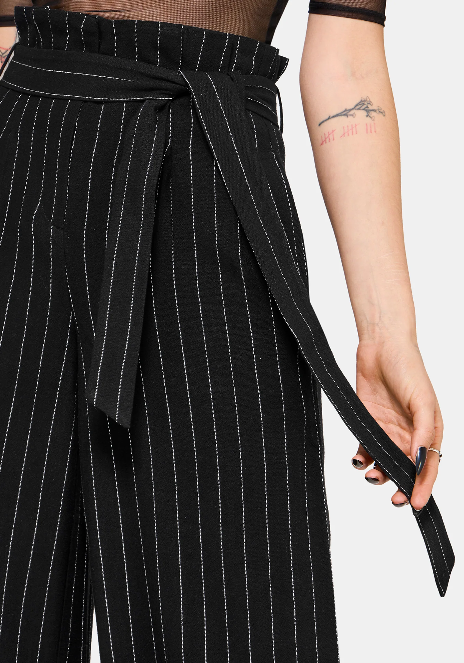 Charli Pinstripe Paperbag Waist Straight Leg Trouser - Image 2