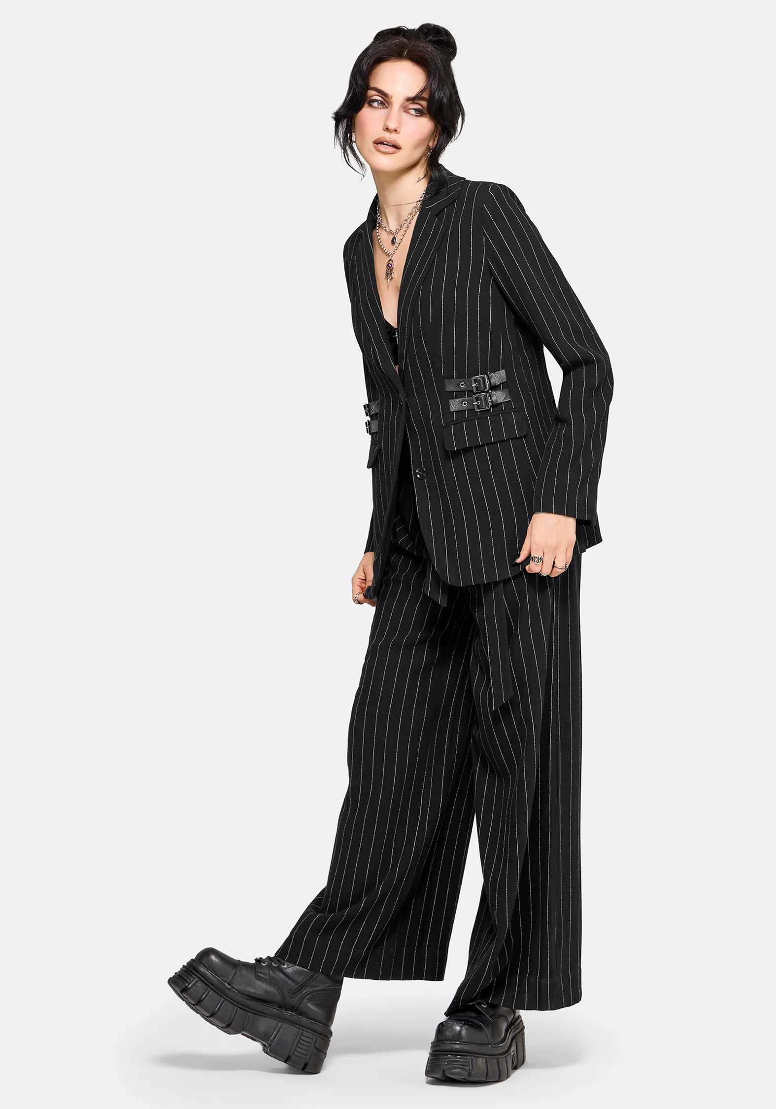 Charli Pinstripe Paperbag Waist Straight Leg Trouser - Image 5
