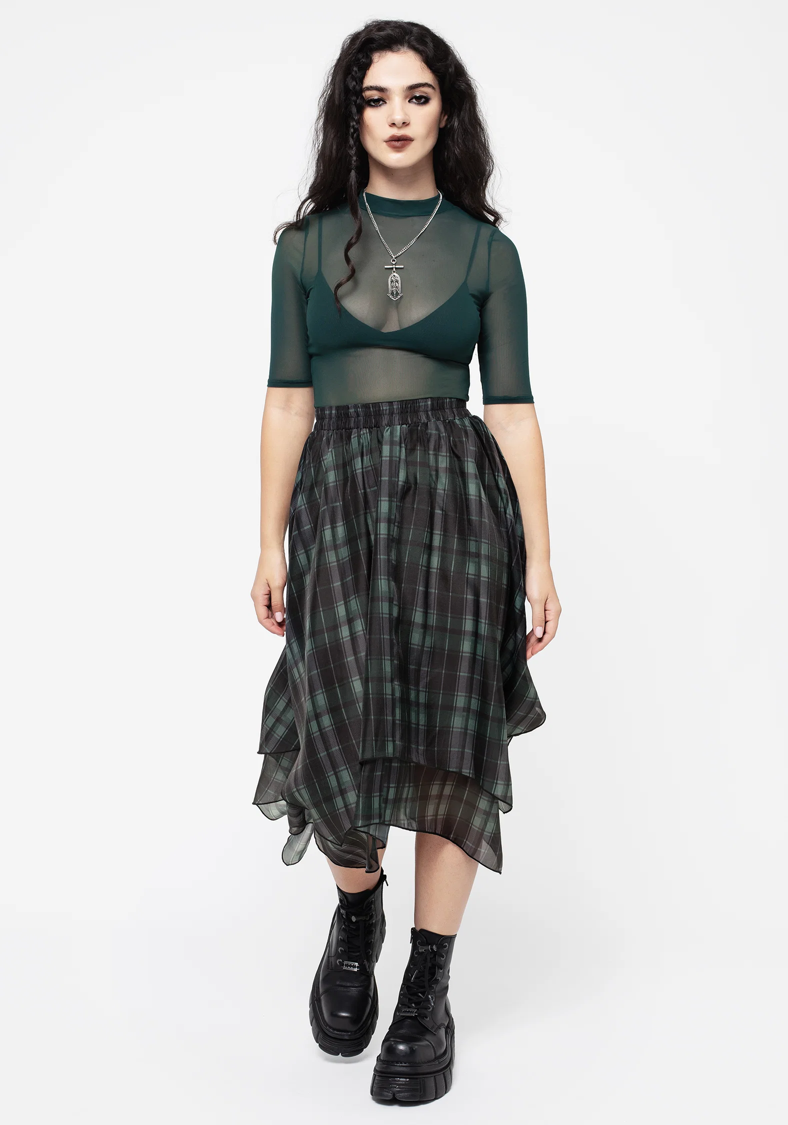 Checkmate Layered Organza Handkerchief Hem Skirt - Image 5