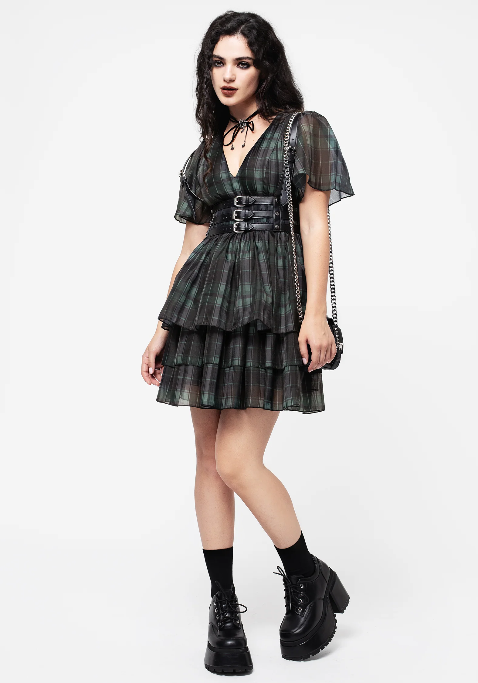 Checkmate Layered Organza Mini Dress - Image 4