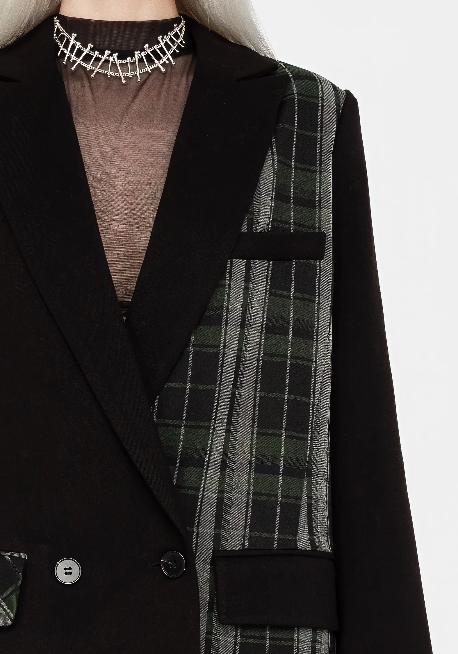 Checkmate Spliced Oversized Blazer - Image 2