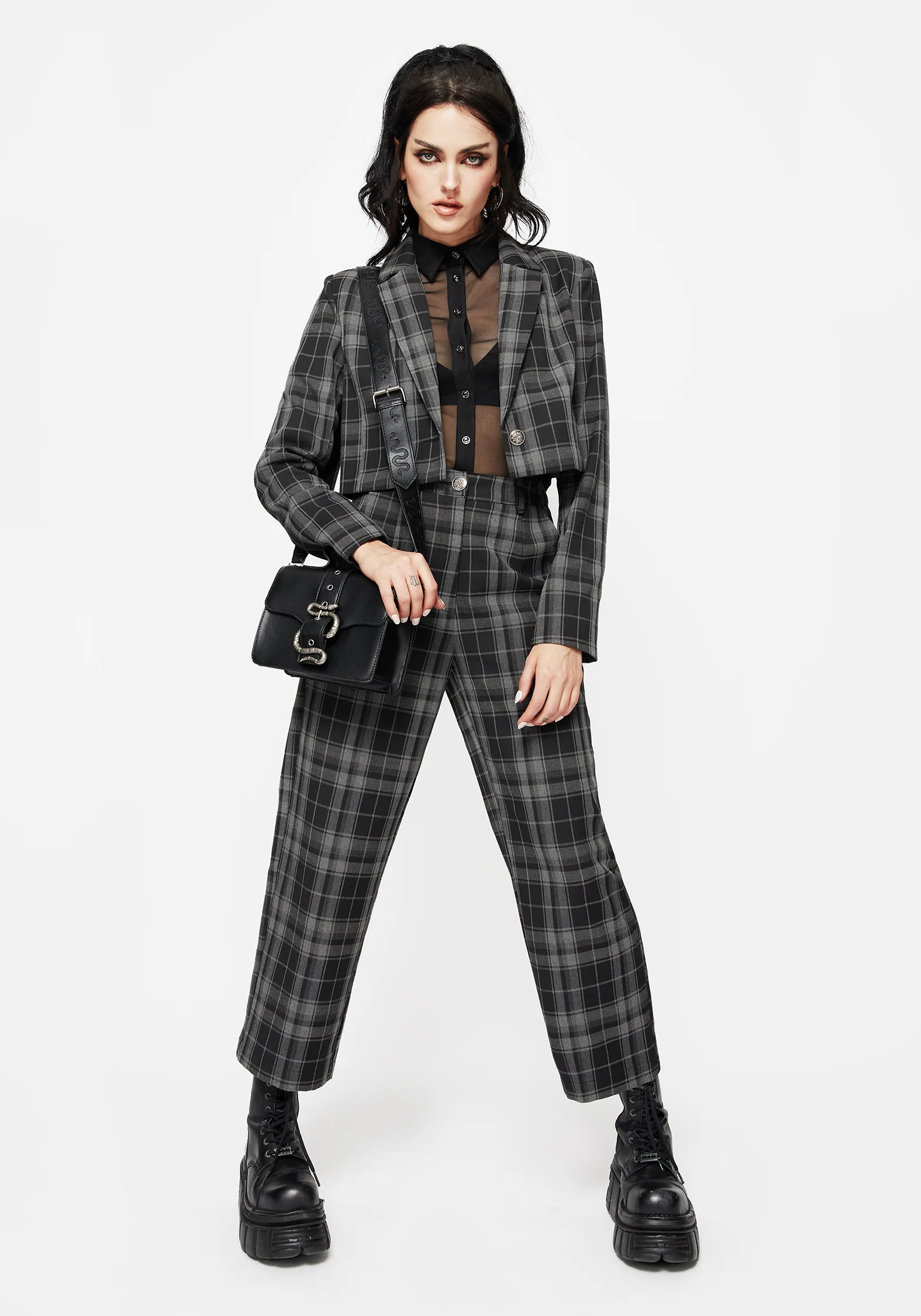 Checkmate Wide Leg Culotte Trousers - Black - Image 6