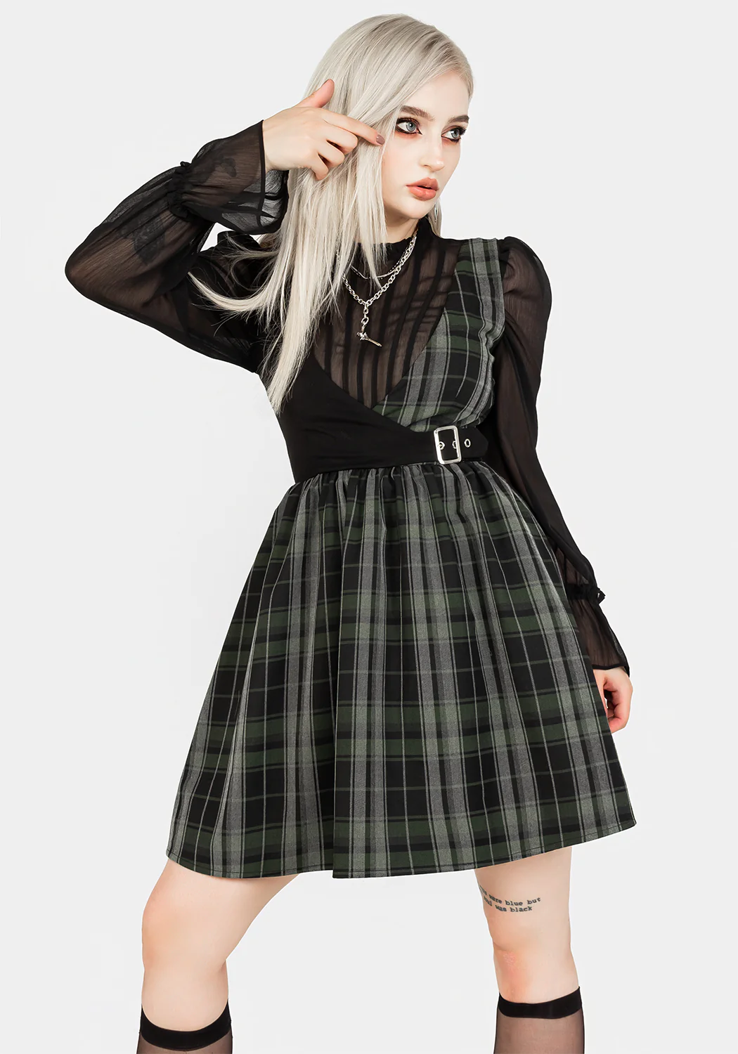 Checkmate Wrap Suspender Mini Dress - Image 3
