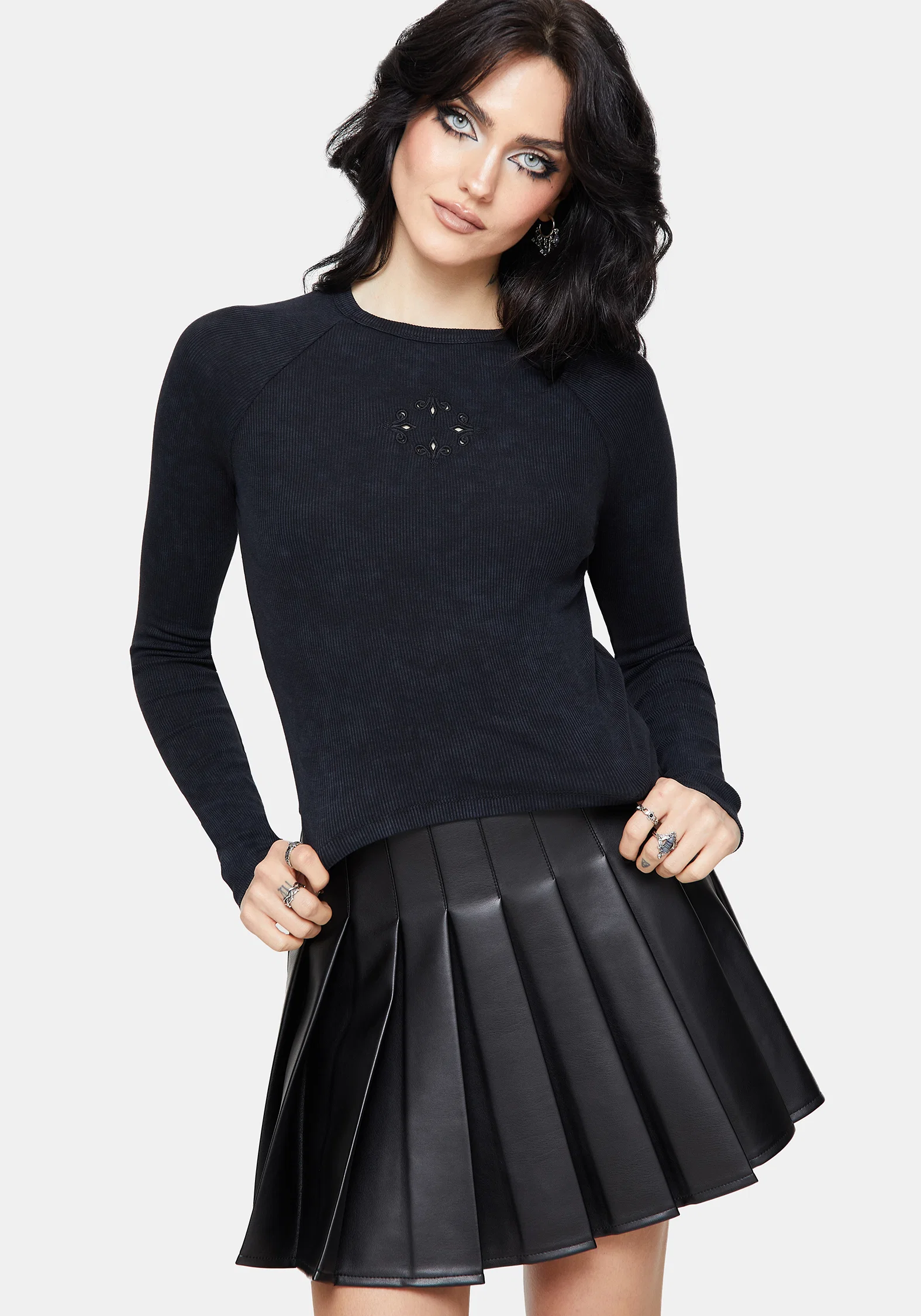 Christina Cotton Cut Out Detail Long Sleeved Top - Image 4