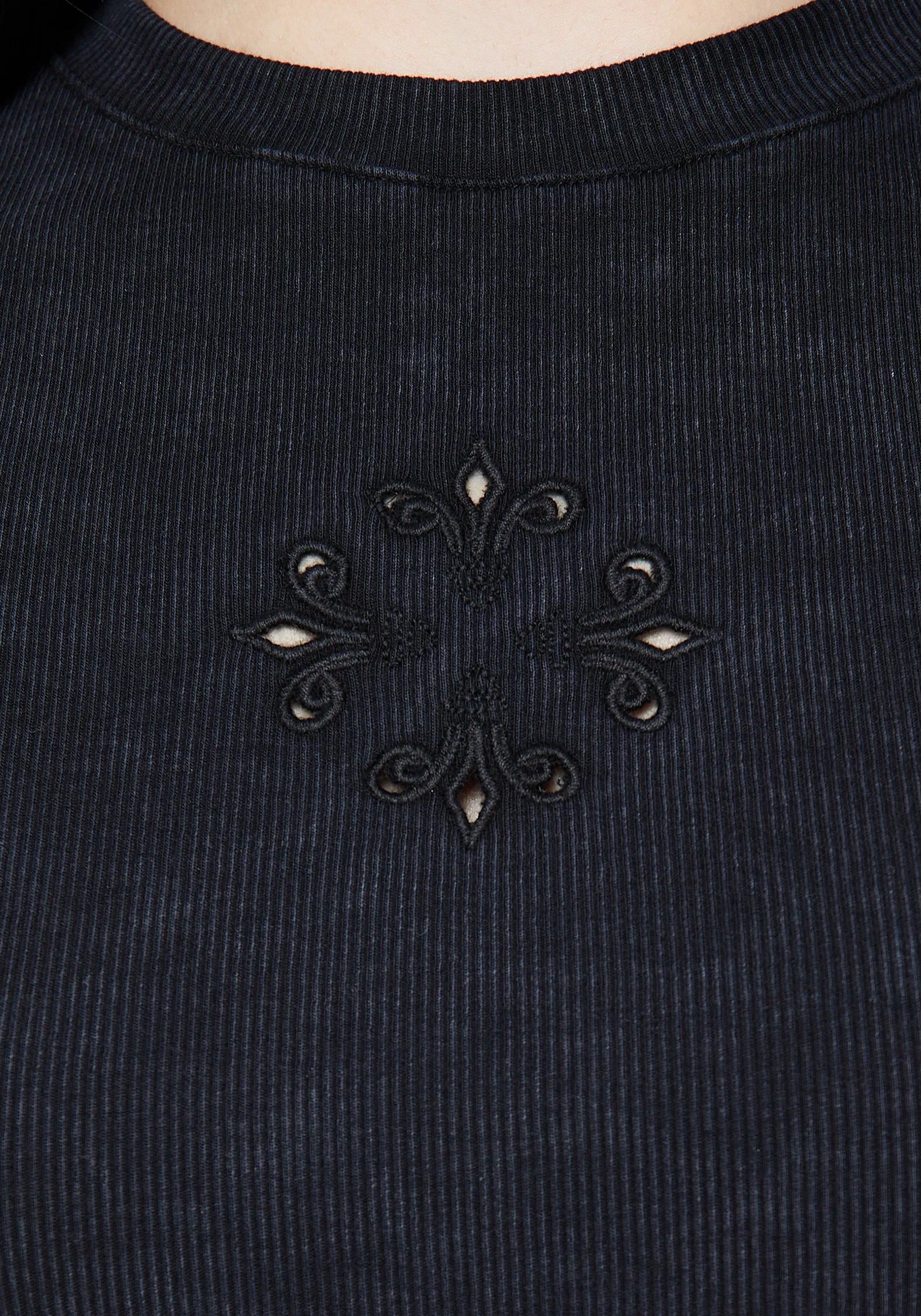 Christina Cotton Cut Out Detail Washed T-Shirt - Image 2