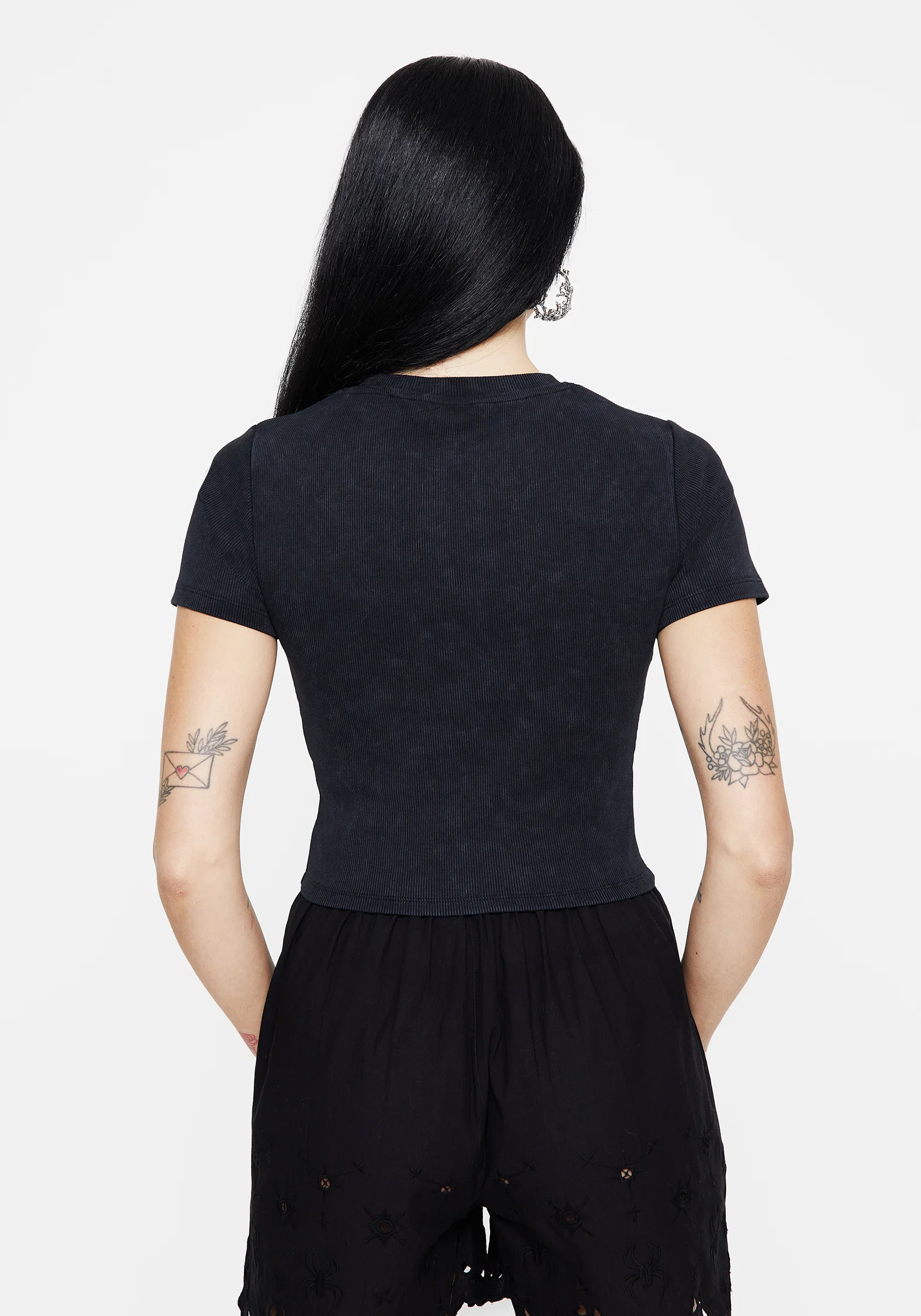 Christina Cotton Cut Out Detail Washed T-Shirt - Image 3