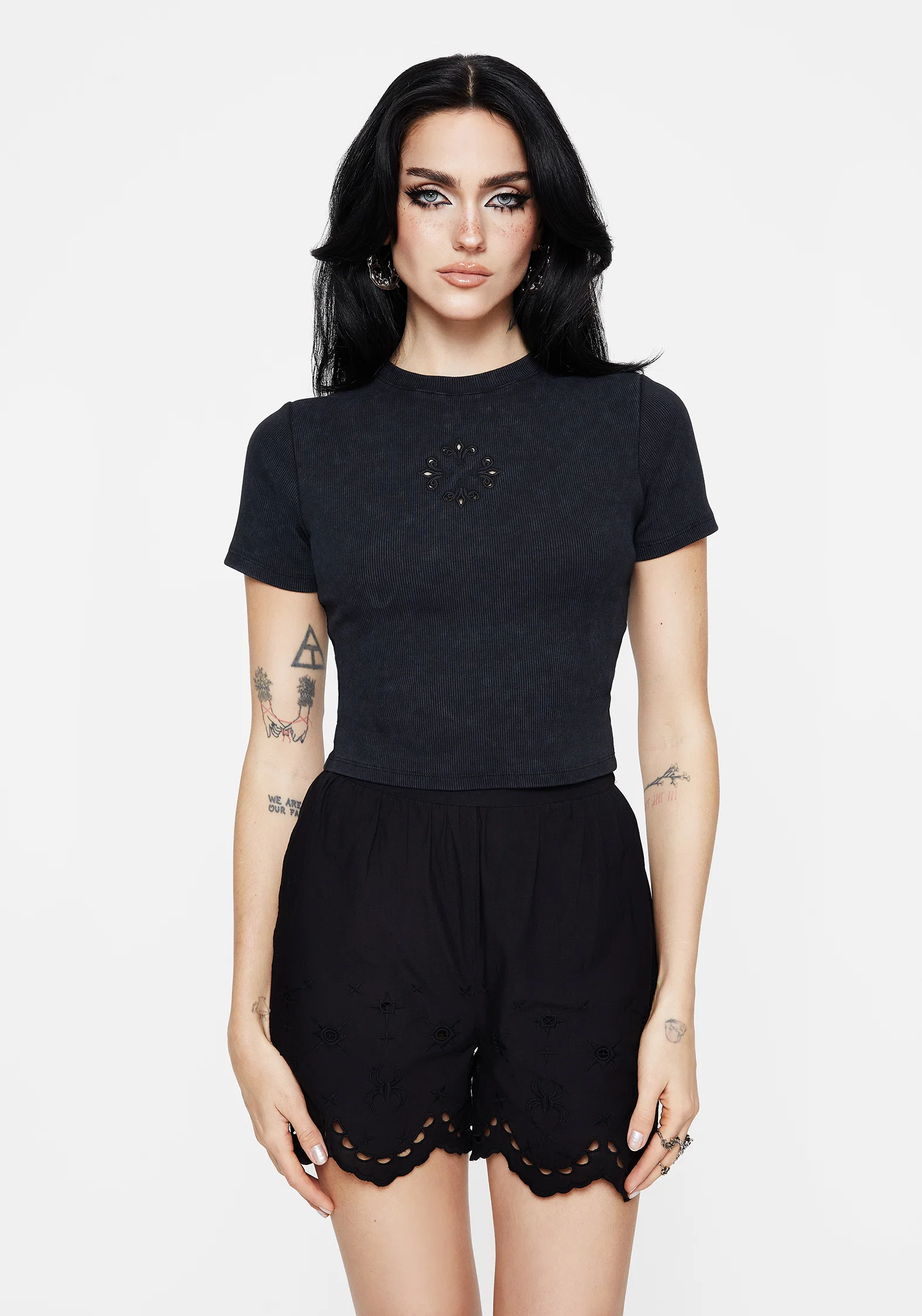 Christina Cotton Cut Out Detail Washed T-Shirt - Image 4