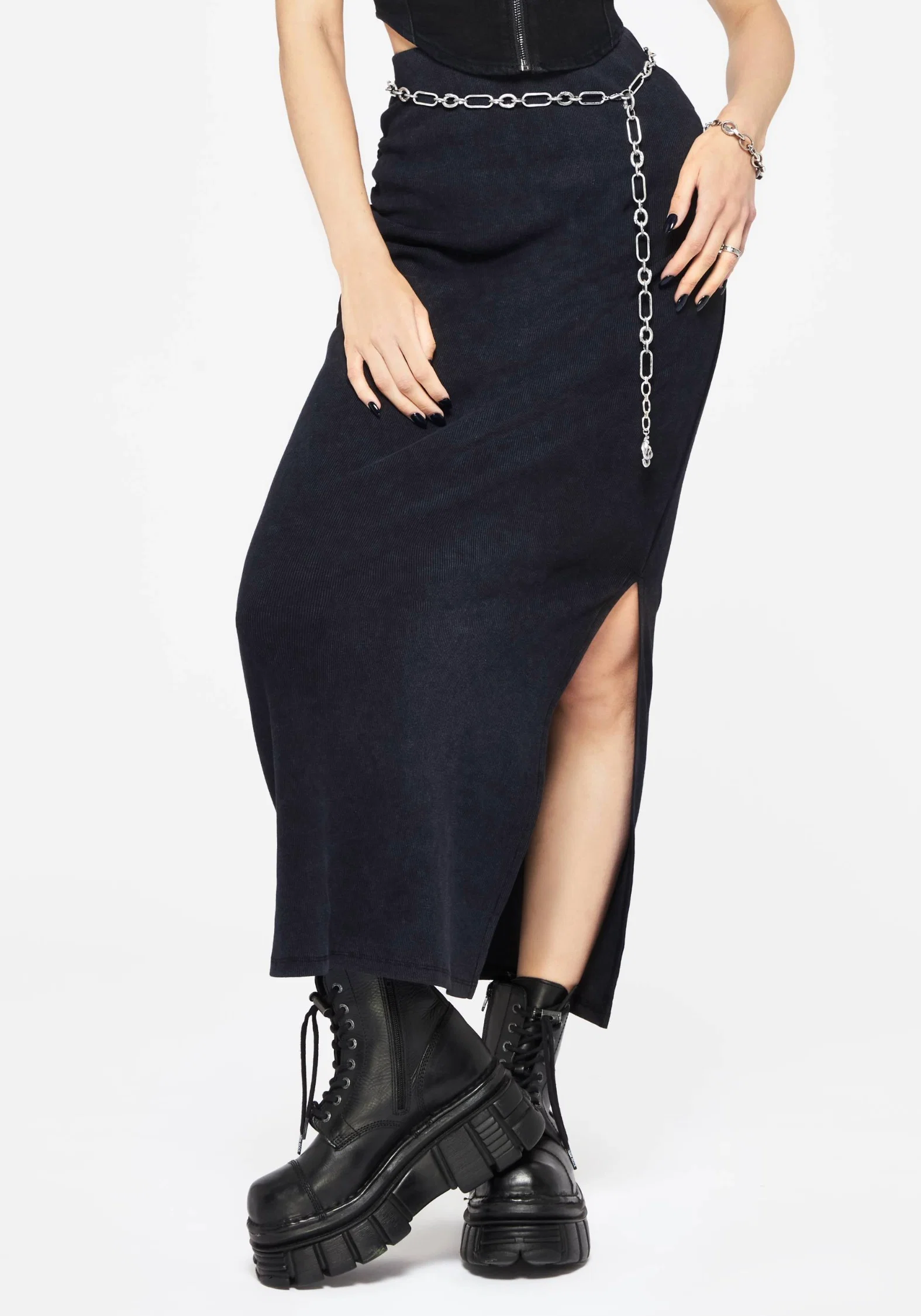 Christina Washed Rib Cotton Maxi Skirt - Image 2