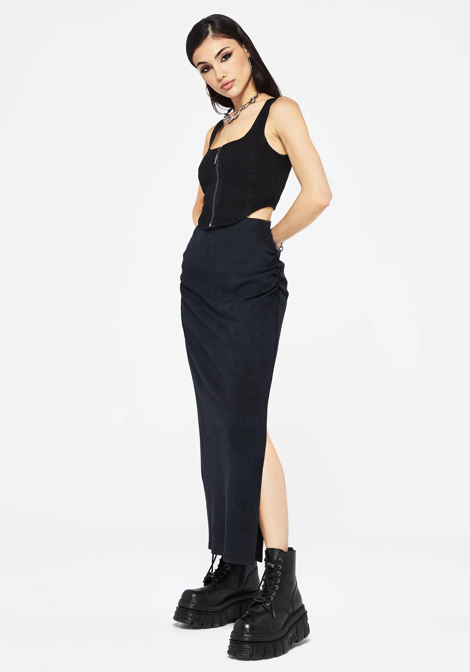 Christina Washed Rib Cotton Maxi Skirt - Image 5