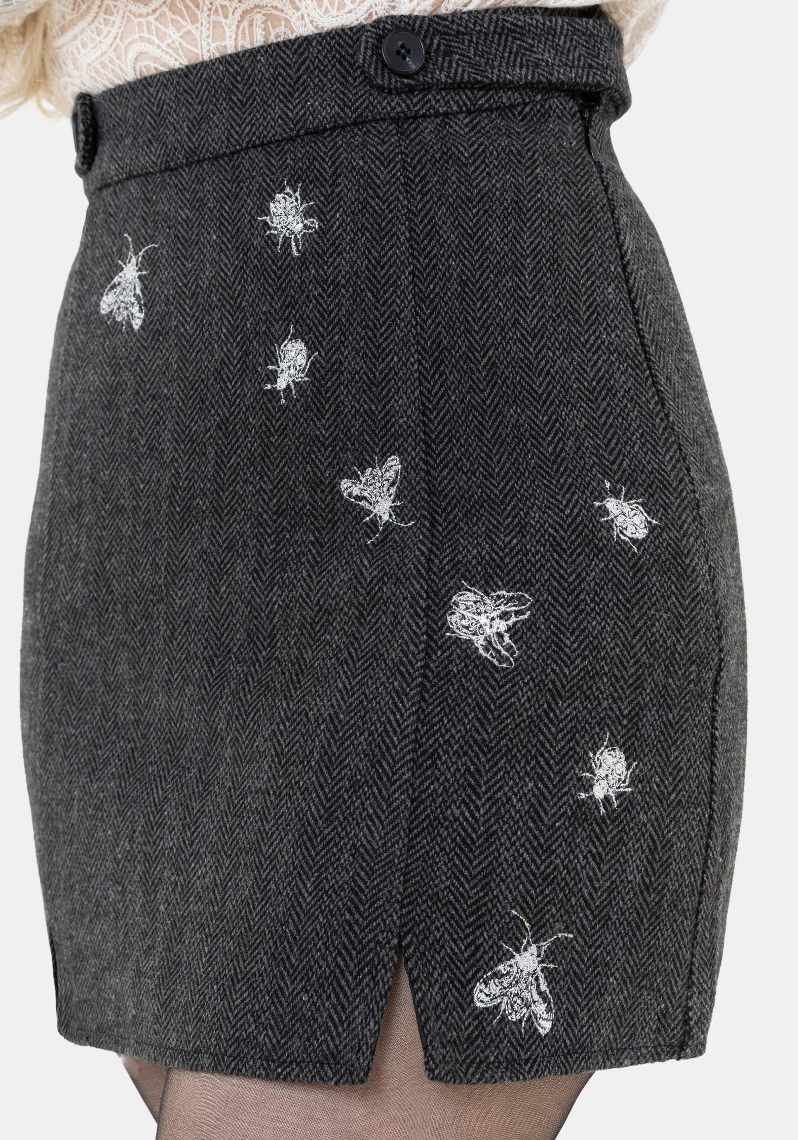 Chrysina Beetle Sequin Embellished Pleated Mini Skirt - Image 2