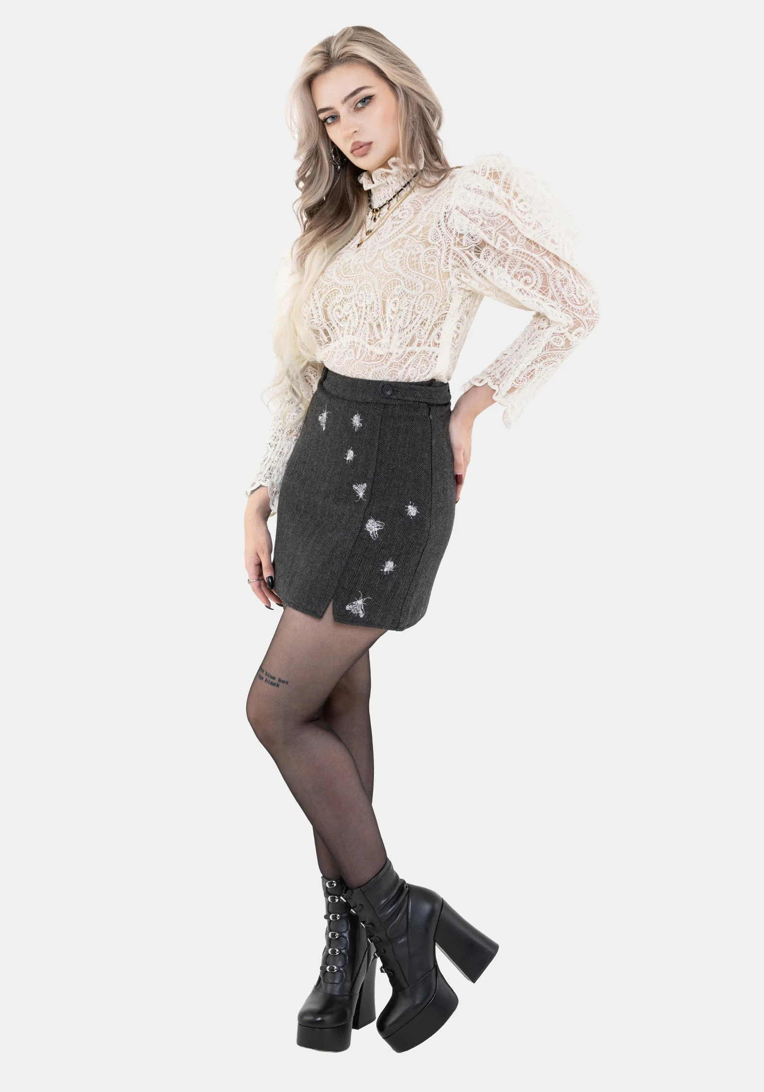 Chrysina Beetle Sequin Embellished Pleated Mini Skirt - Image 5