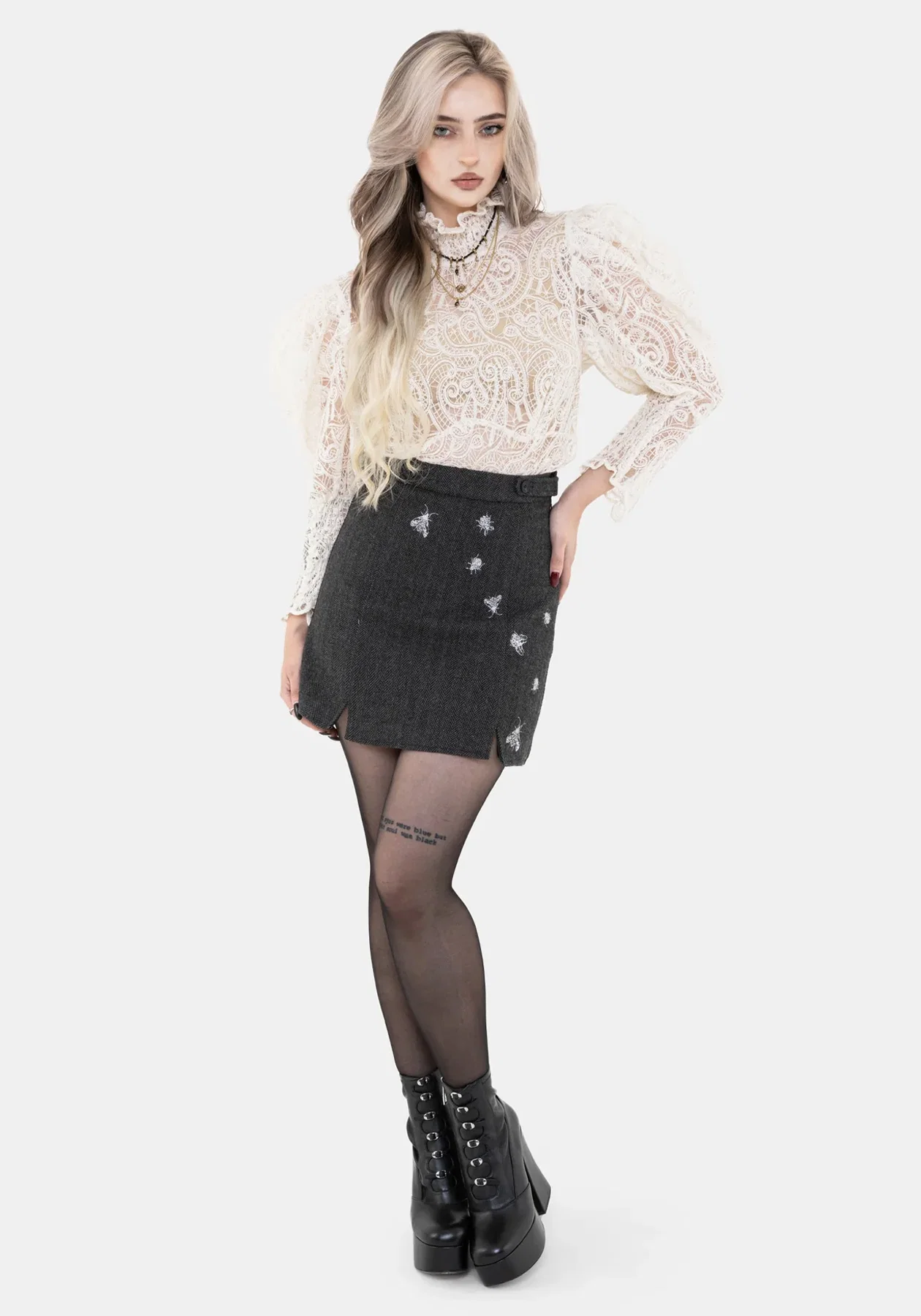 Chrysina Beetle Sequin Embellished Pleated Mini Skirt - Image 7