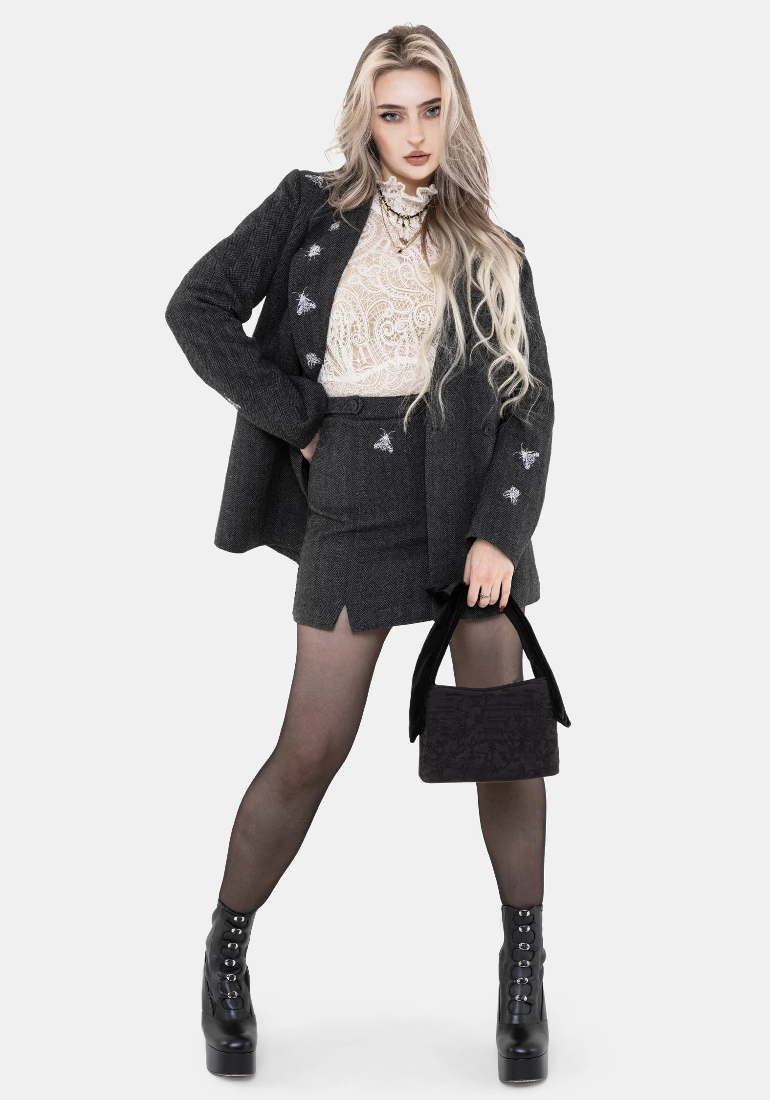 Chrysina Beetle Sequin Embellished Pleated Mini Skirt - Image 8