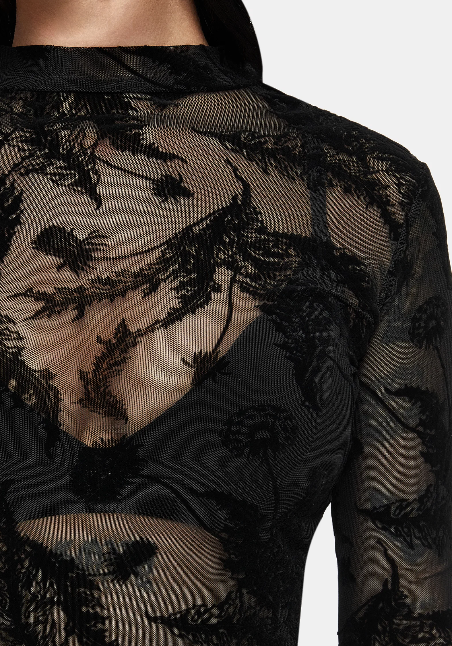 Cimora Dandelion Flock Mesh Long Sleeve Top - Image 2
