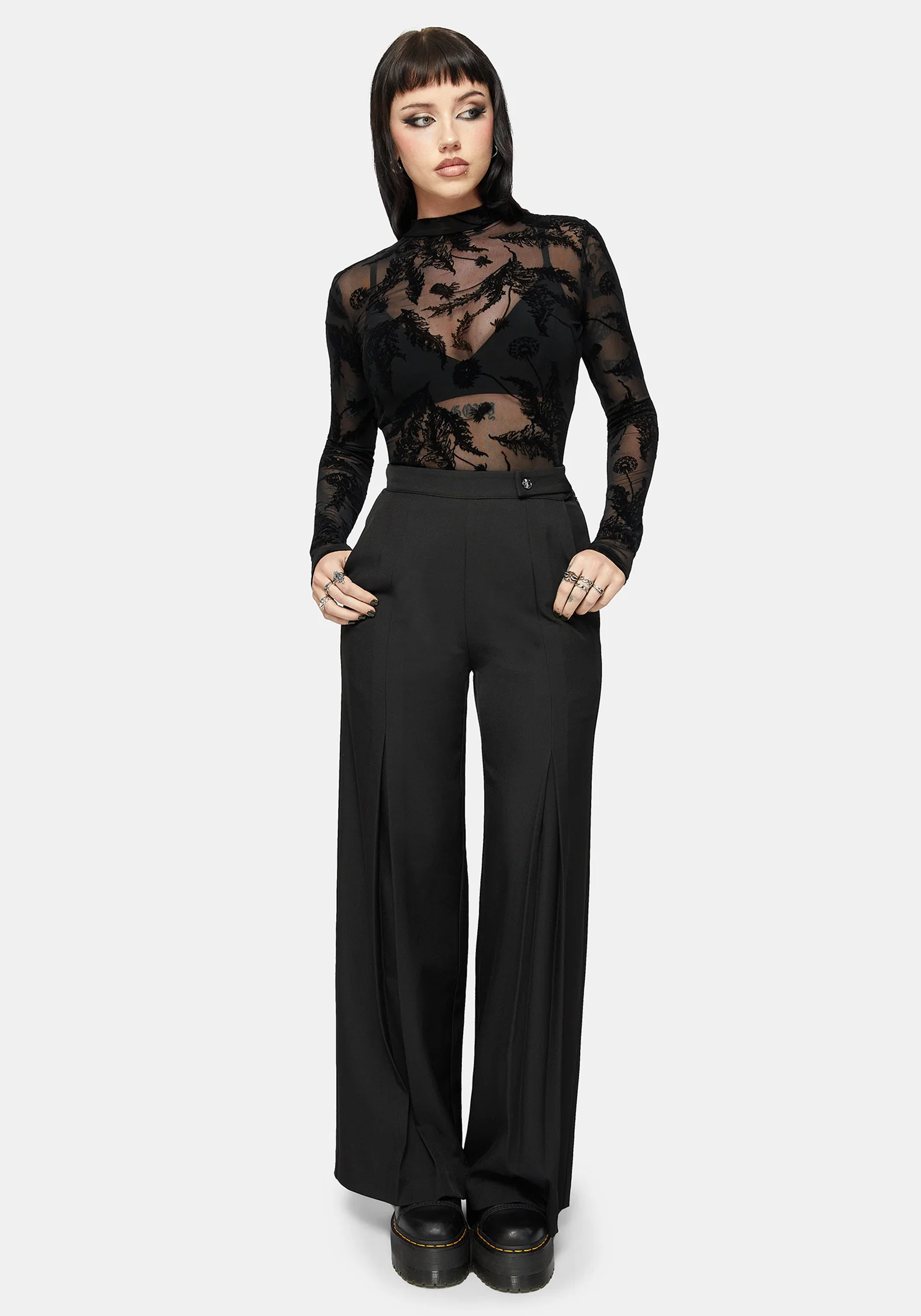 Cimora Dandelion Flock Mesh Long Sleeve Top - Image 5