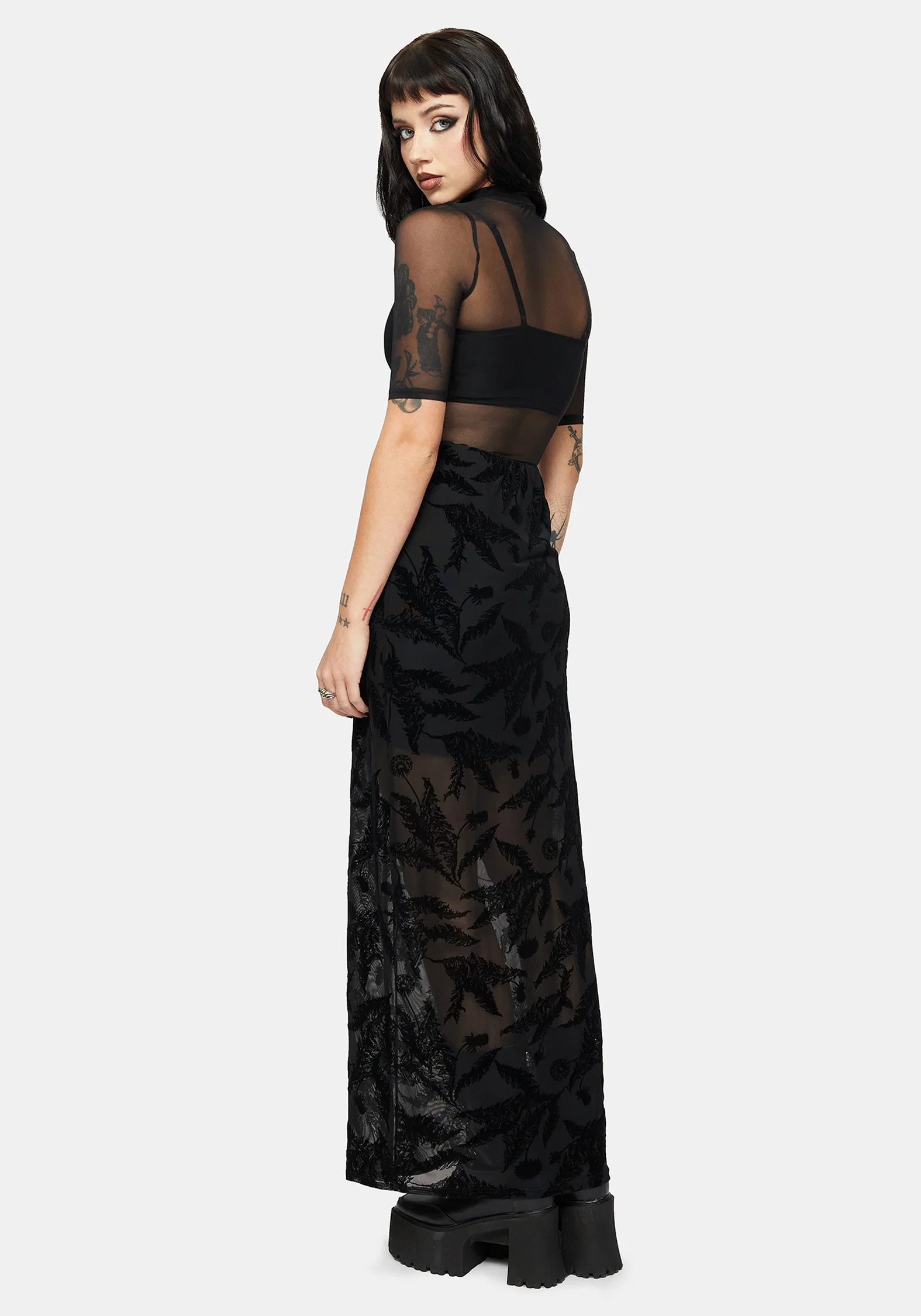 Cimora Dandelion Flock Mesh Midaxi Skirt - Image 3