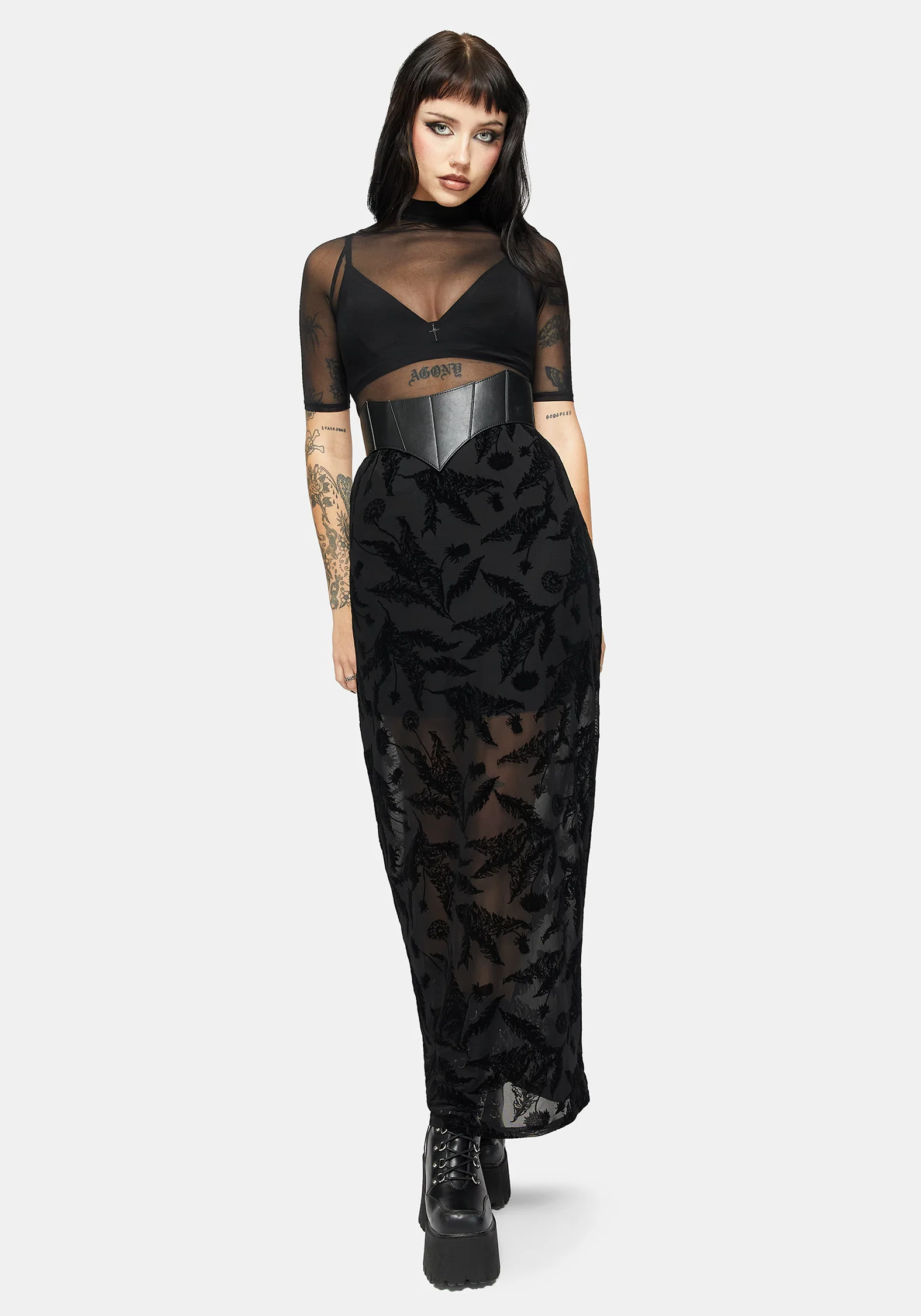 Cimora Dandelion Flock Mesh Midaxi Skirt - Image 4