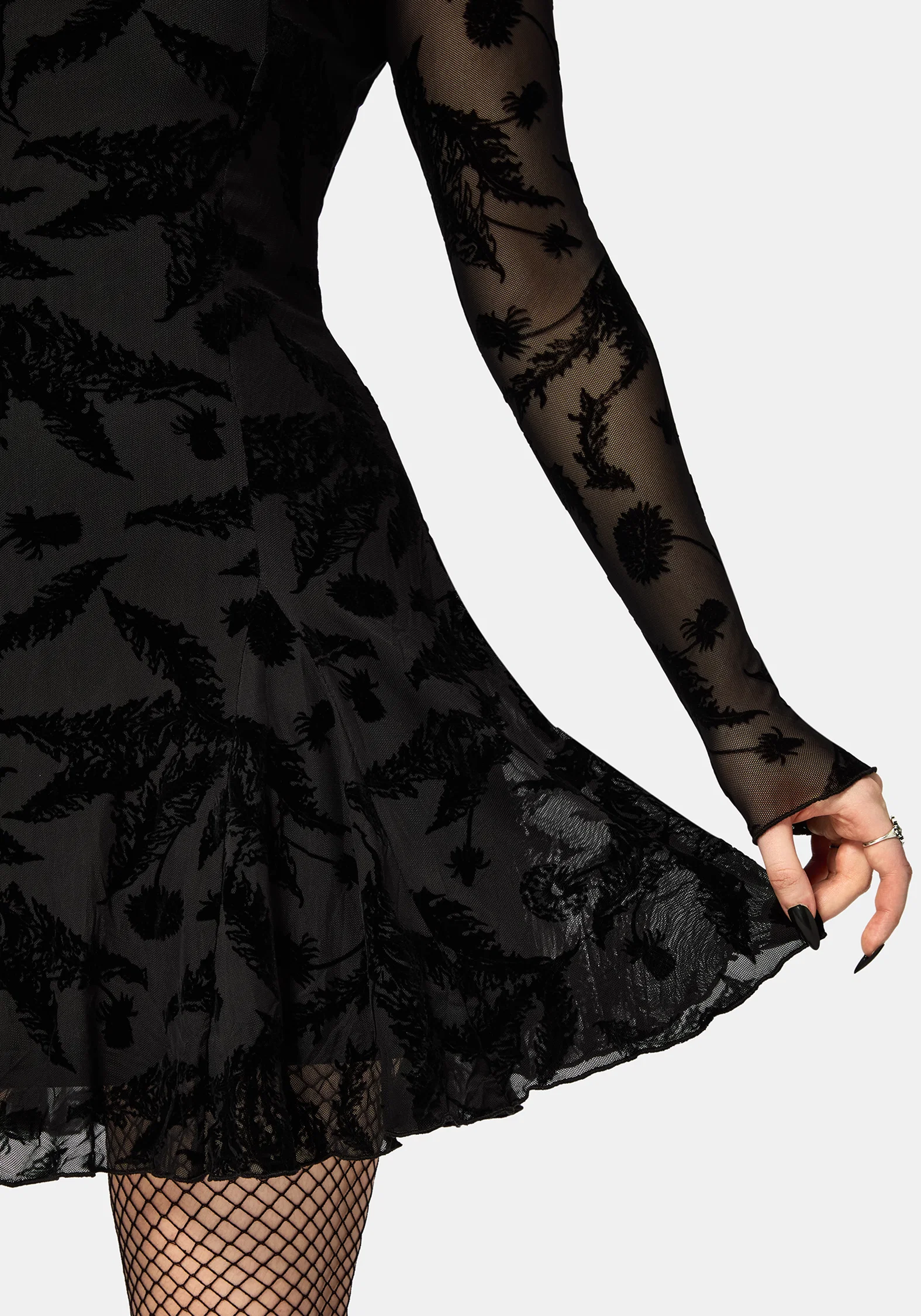 Cimora Dandelion Flocked Mesh Mini Dress - Image 2